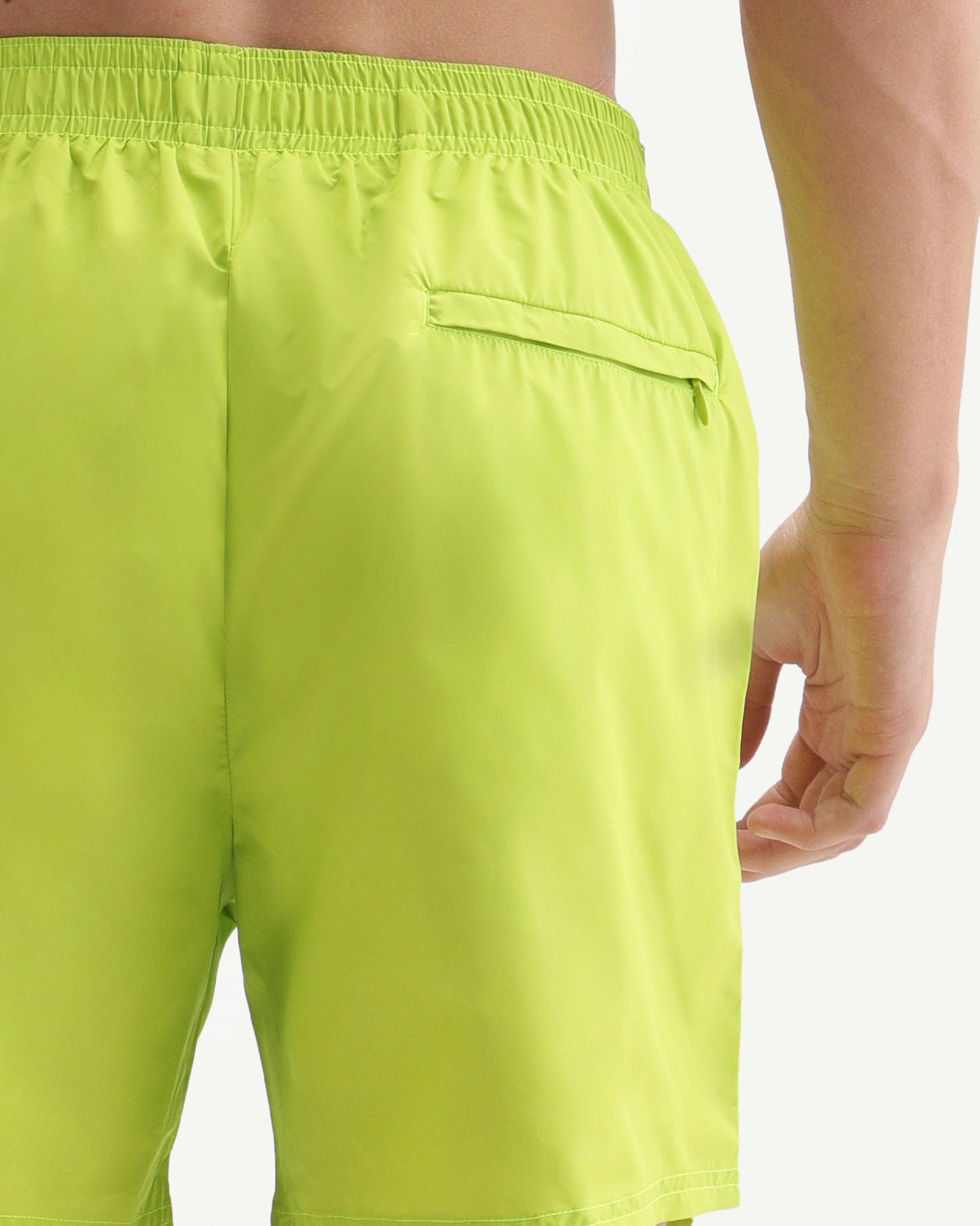 Rare Rabbit Men's Kort Aw26 Fluorescent Green Polyester Belt Regular Plain Swim Trunks