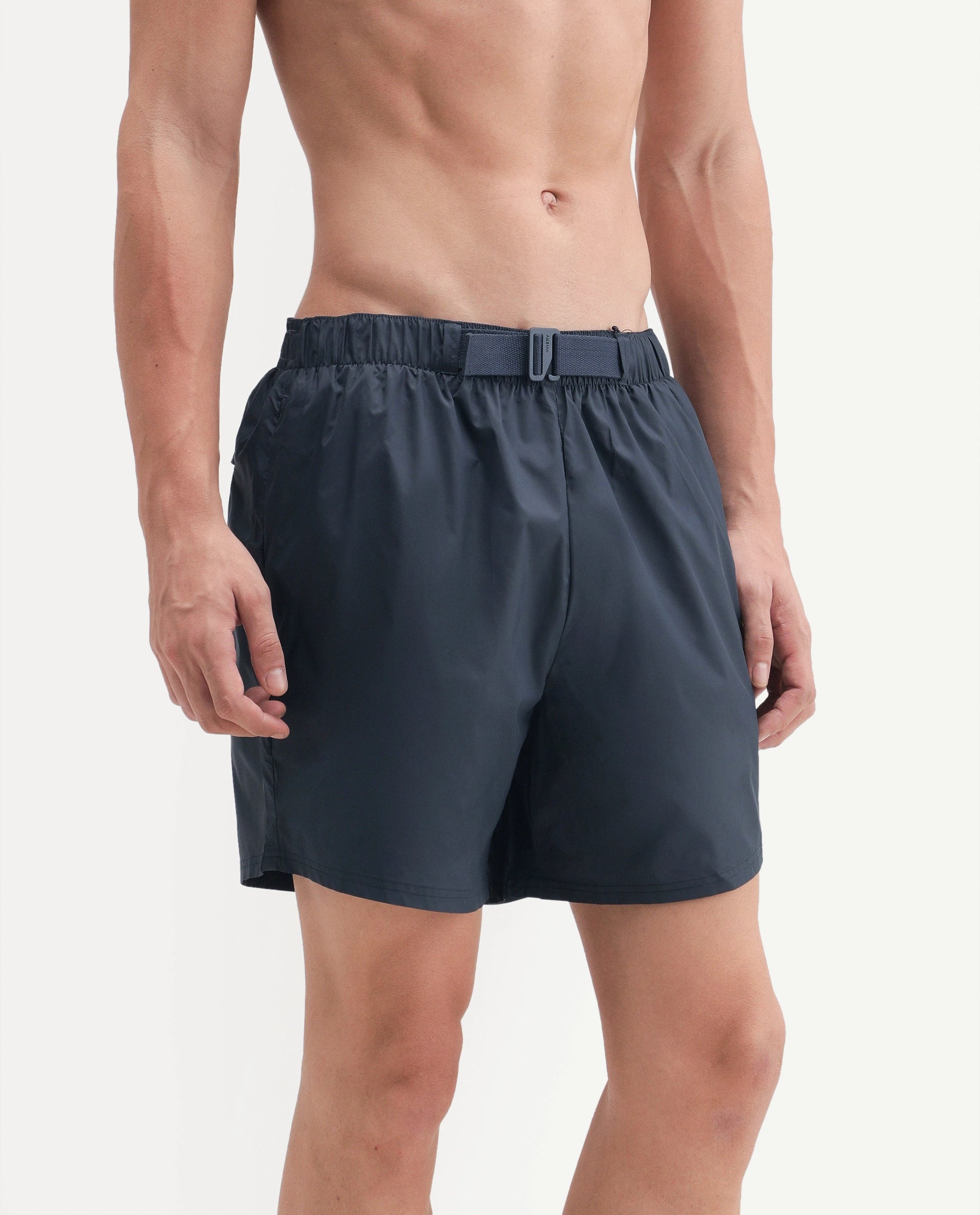 Rare Rabbit Men's Kort Aw26 Navy Polyester Belt Regular Plain Swim Trunks