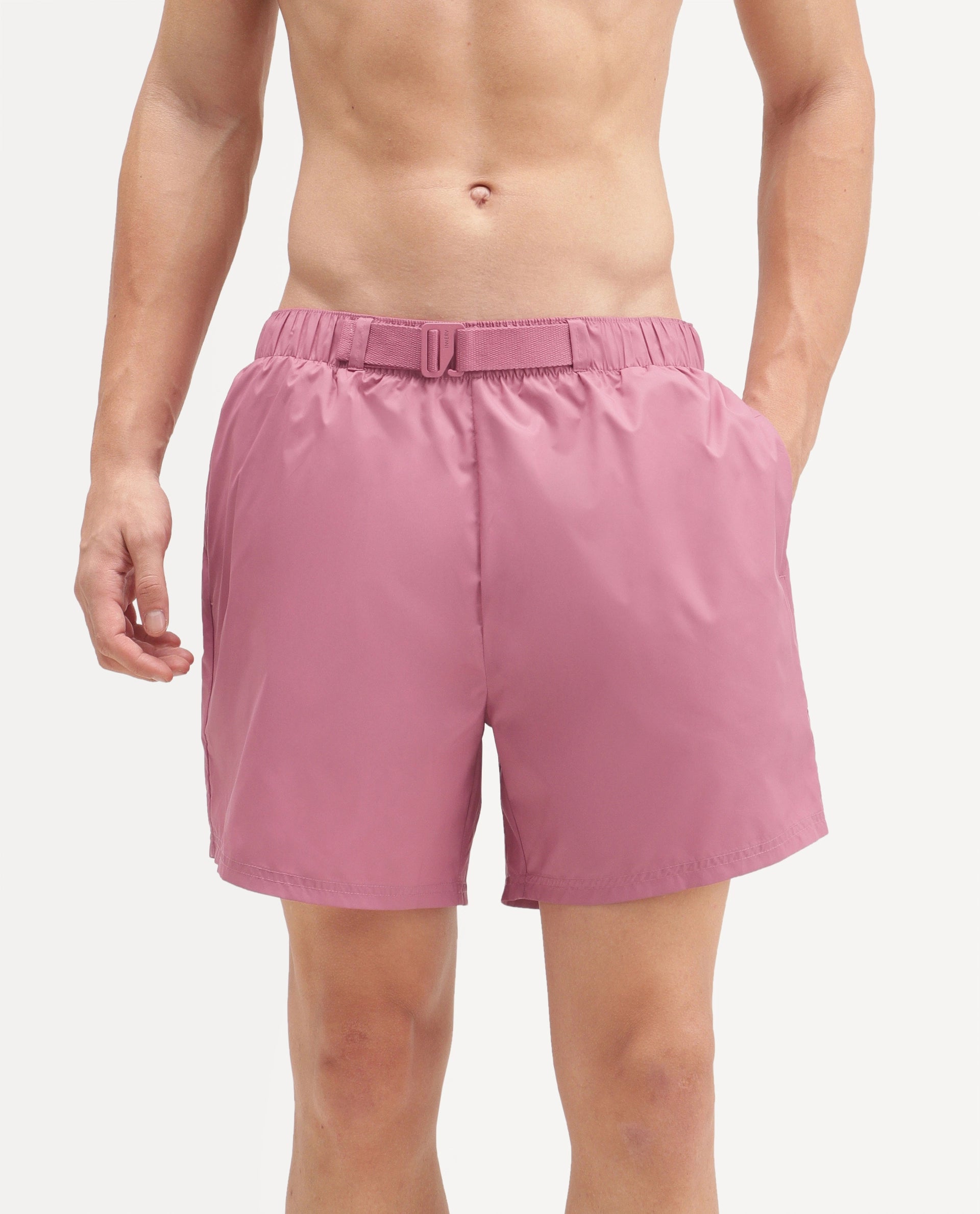 Rare Rabbit Men's Kort Aw26 Pink Polyester Belt Regular Plain Swim Trunks