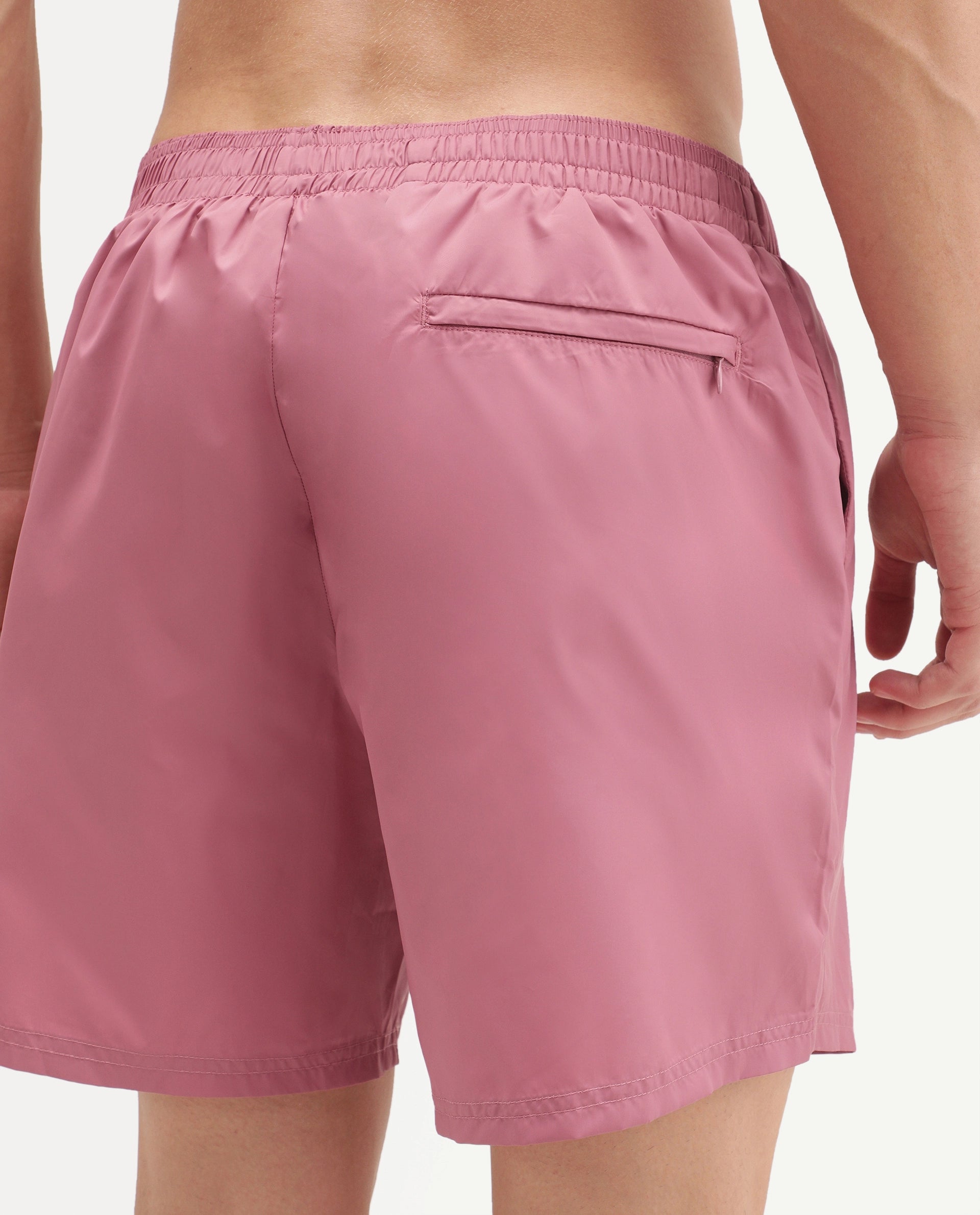 Rare Rabbit Men's Kort Aw26 Pink Polyester Belt Regular Plain Swim Trunks
