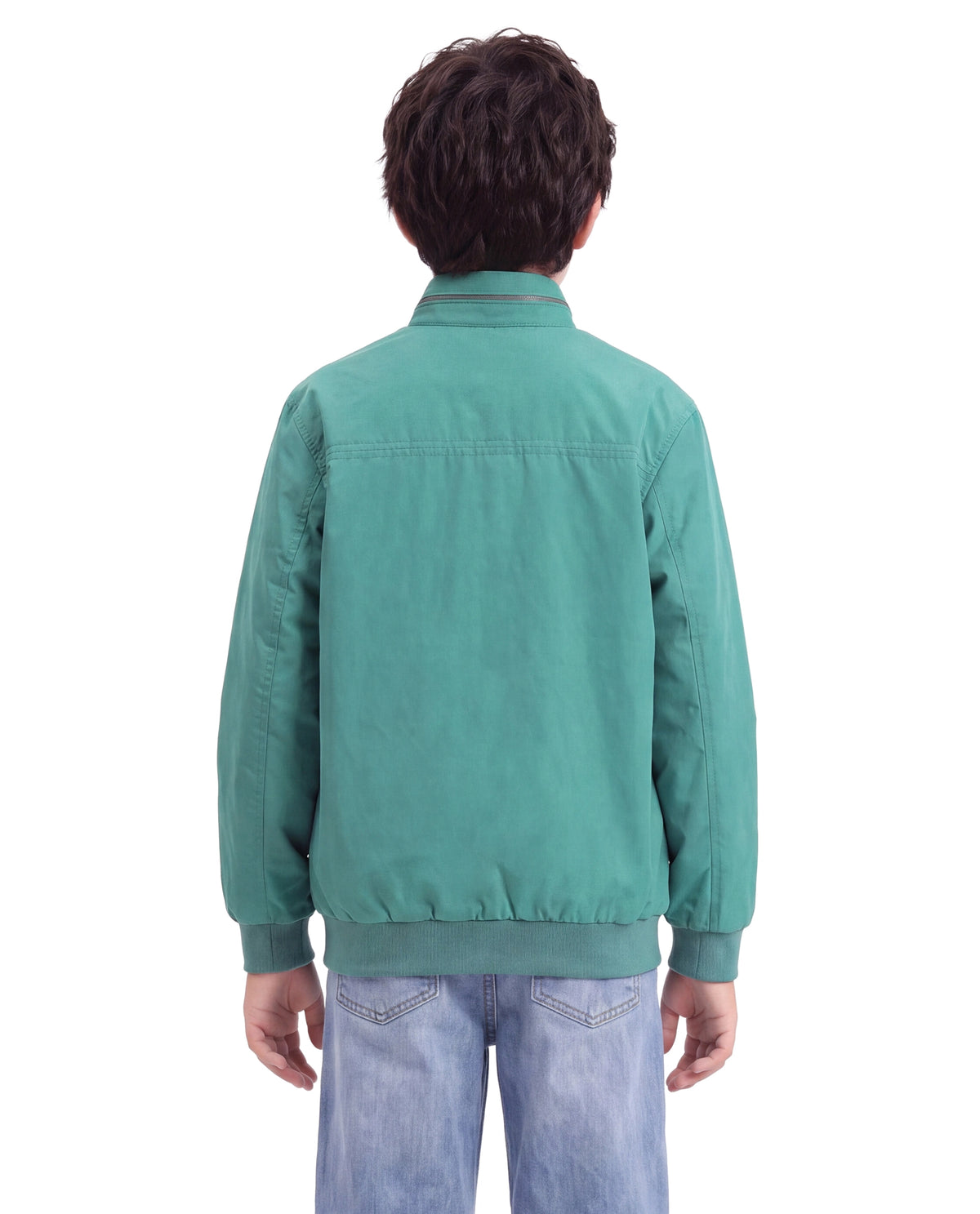 Rare Ones Kids Royban-K-Aw26 Teal Polyester Fabric Zipper Closure Regular Fit Plain Jacket
