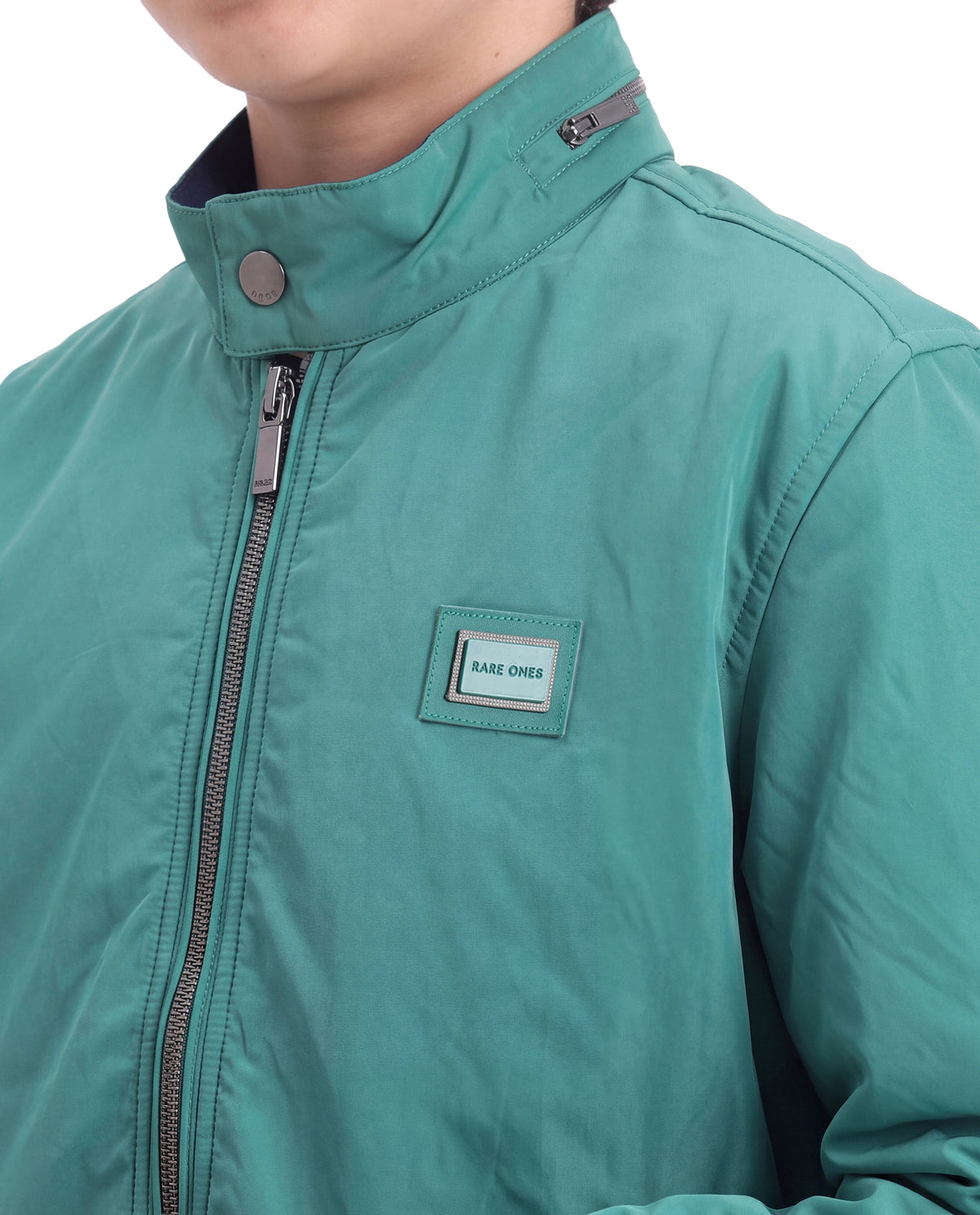 Rare Ones Kids Royban-K-Aw26 Teal Polyester Fabric Zipper Closure Regular Fit Plain Jacket