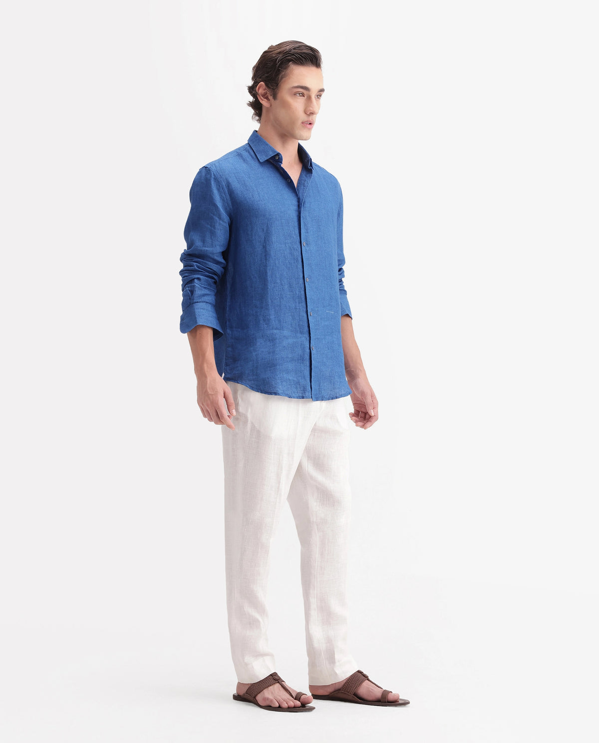 Rare Rabbit Men's Arcelo-A26 White 100% Linen Regular Fit Plain Trouser