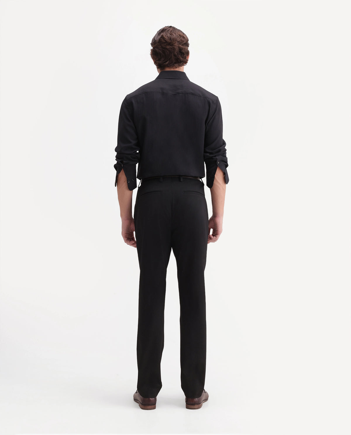 Rare Rabbit Men's Arcade-A26 Black Polyester Blend Regular Fit Plain Trouser