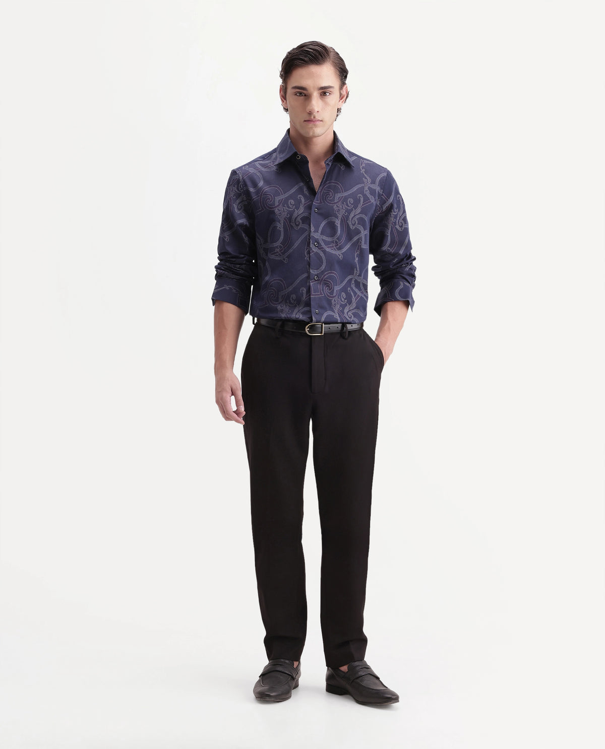 Rare Rabbit Men's Austin-A26 Dark Maroon Polyester Blend Regular Fit Plain Trouser