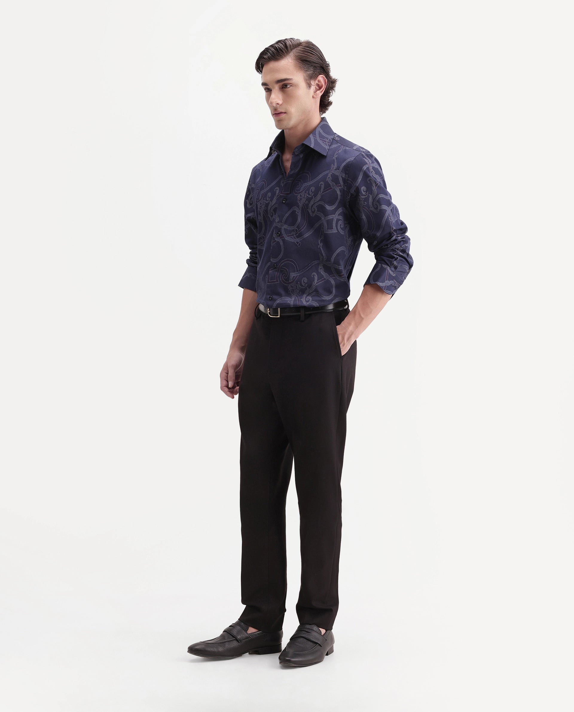 Rare Rabbit Men's Austin-A26 Dark Maroon Polyester Blend Regular Fit Plain Trouser