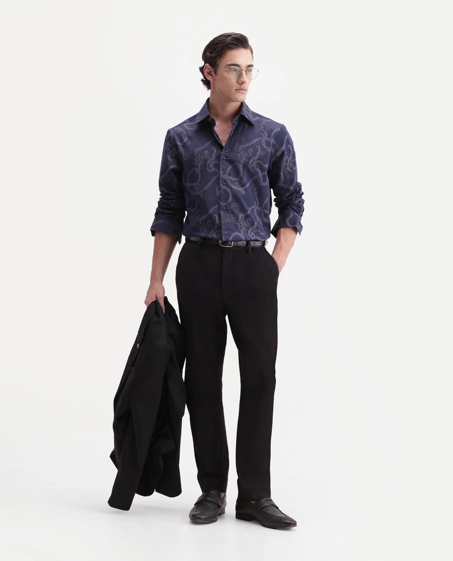 Rare Rabbit Men's Austin-A26 Dark Maroon Polyester Blend Regular Fit Plain Trouser