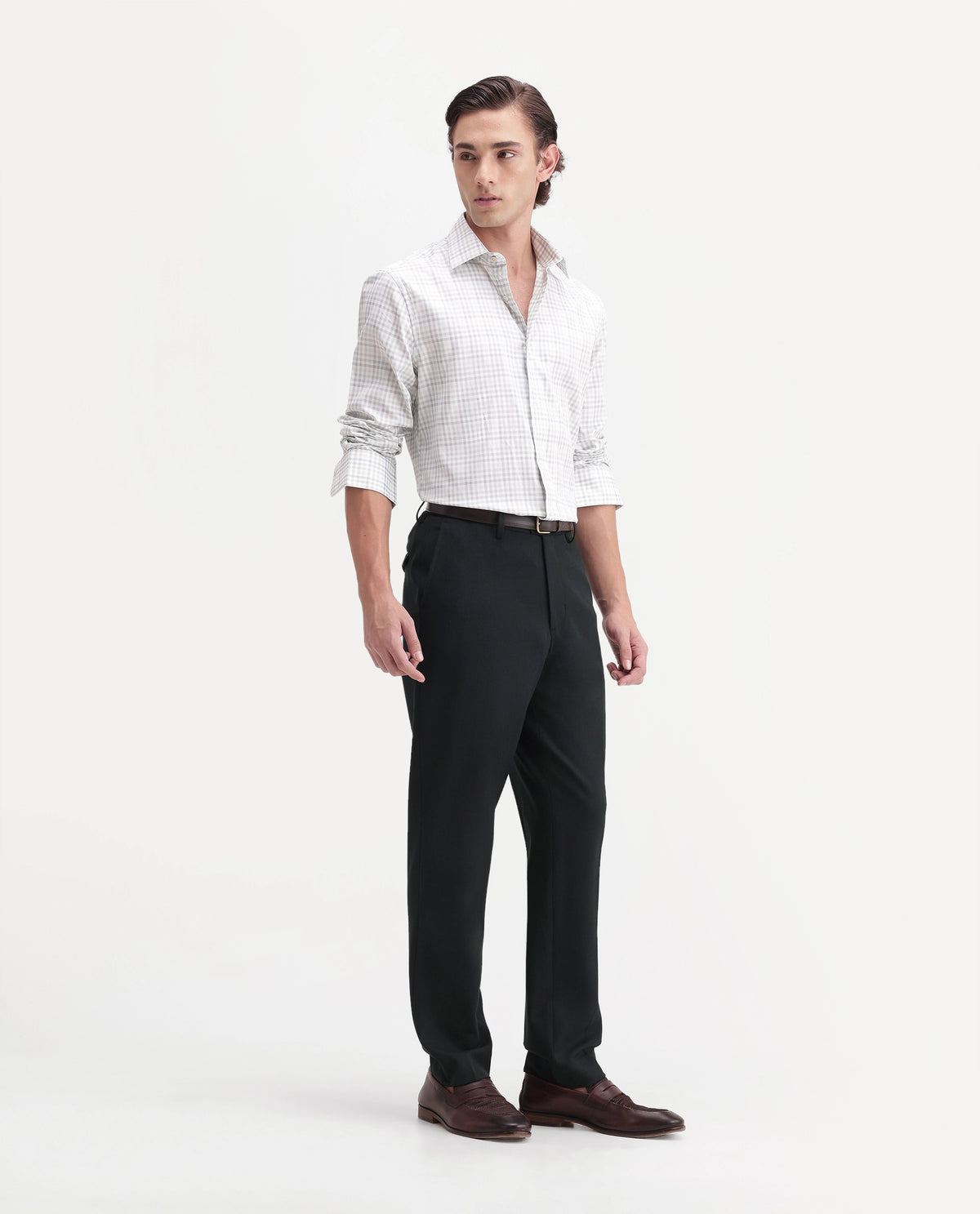 Rare Rabbit Men's Austin-A26 Dark Olive Polyester Blend Regular Fit Plain Trouser