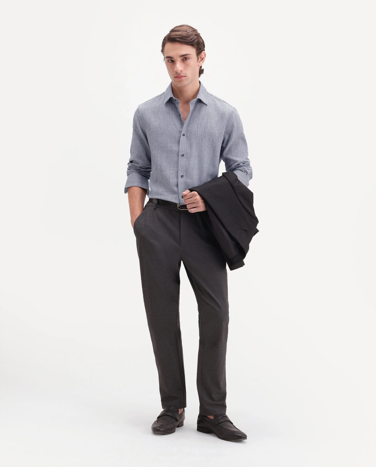 Rare Rabbit Men's Diff Black Cotton Spread Collar Regular Fit Checked Shirt