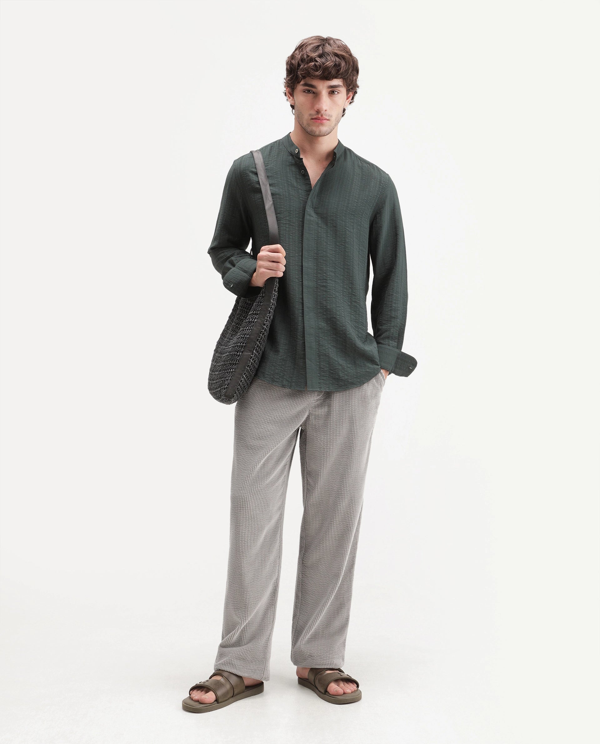 Rare Rabbit Men's Cort Light Grey Cotton Drawstring Regular Plain Trouser