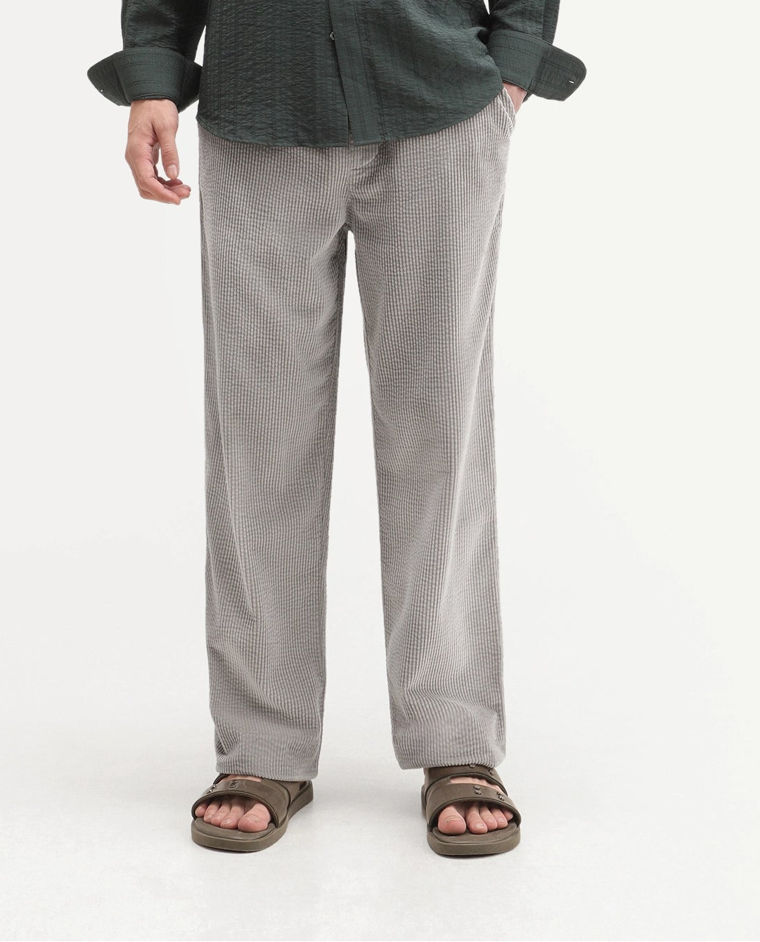 Rare Rabbit Men's Cort Light Grey Cotton Drawstring Regular Plain Trouser