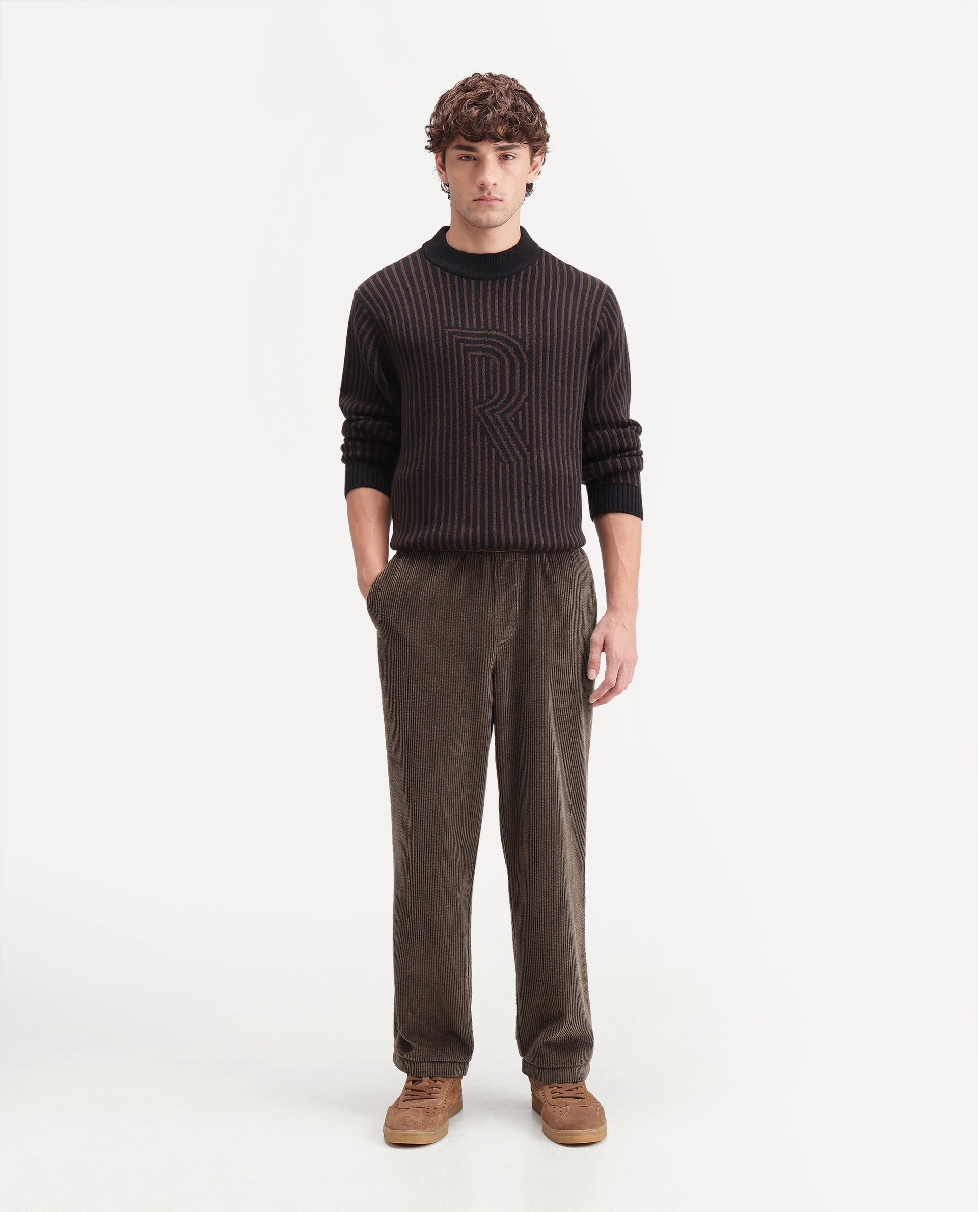 Rare Rabbit Men's Cort Light Brown Cotton Drawstring Regular Plain Trouser