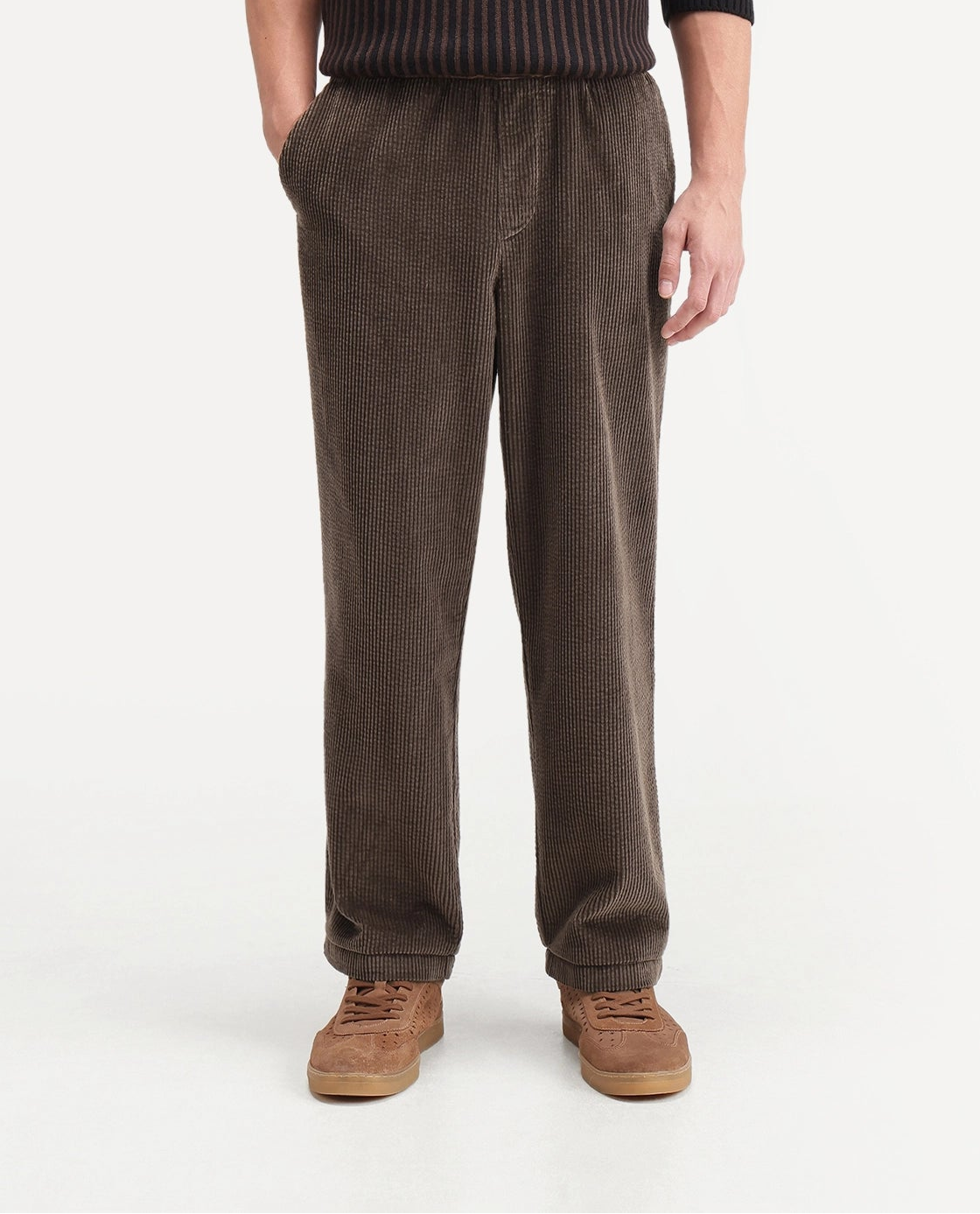 Rare Rabbit Men's Cort Light Brown Cotton Drawstring Regular Plain Trouser