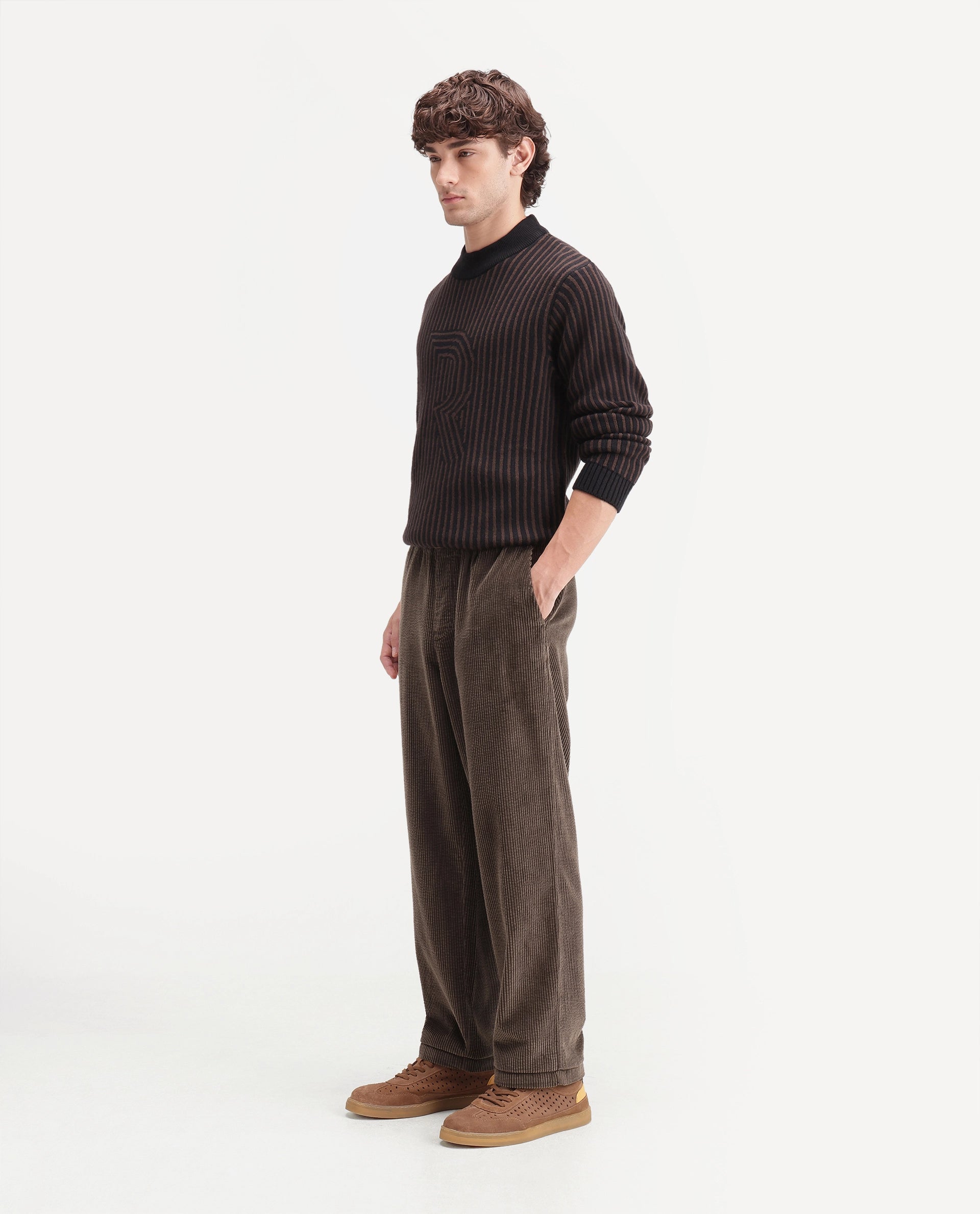 Rare Rabbit Men's Cort Light Brown Cotton Drawstring Regular Plain Trouser