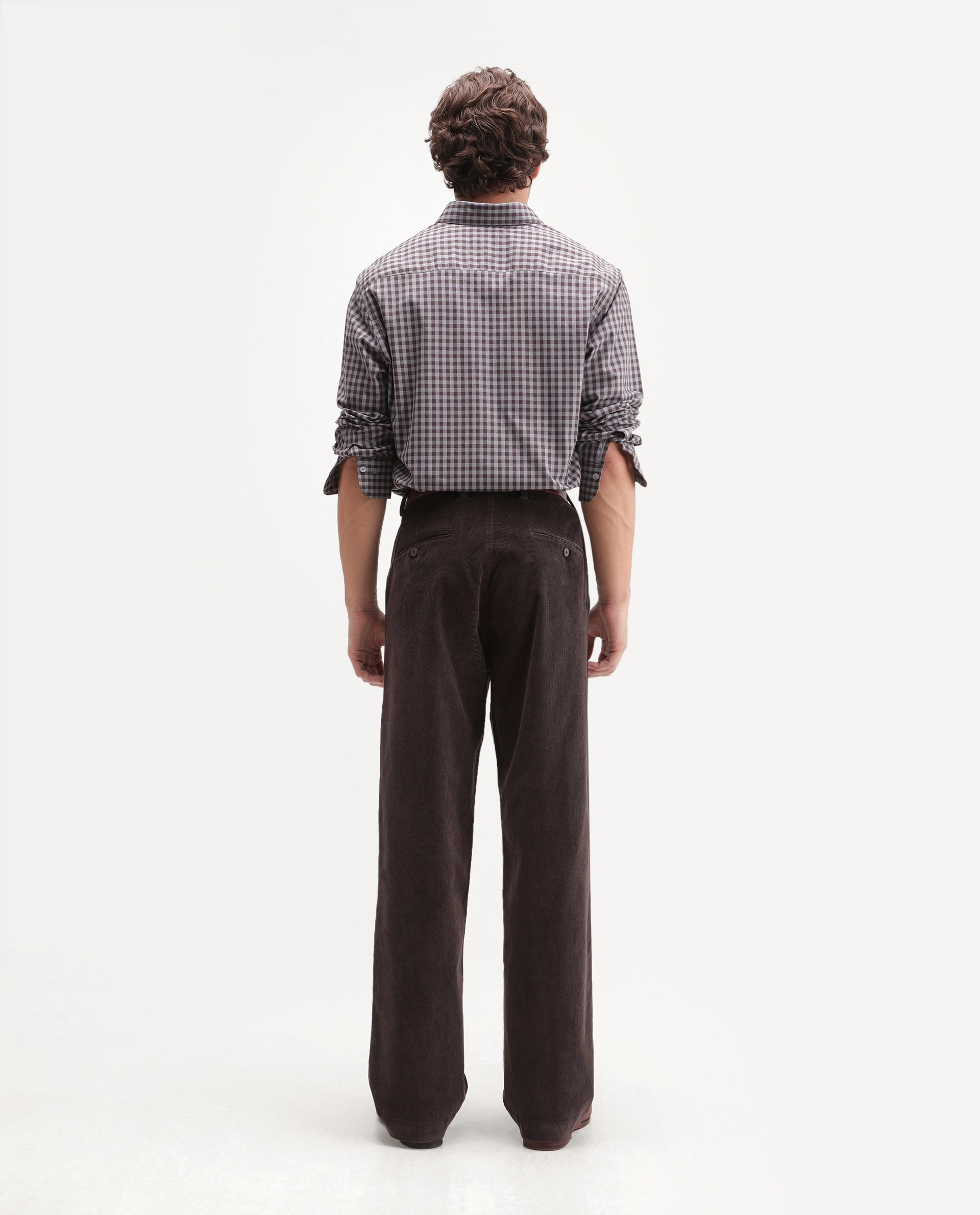 Rare Rabbit Men's Cordo Dark Brown Cotton Blend Button And Zip Regular Plain Trouser