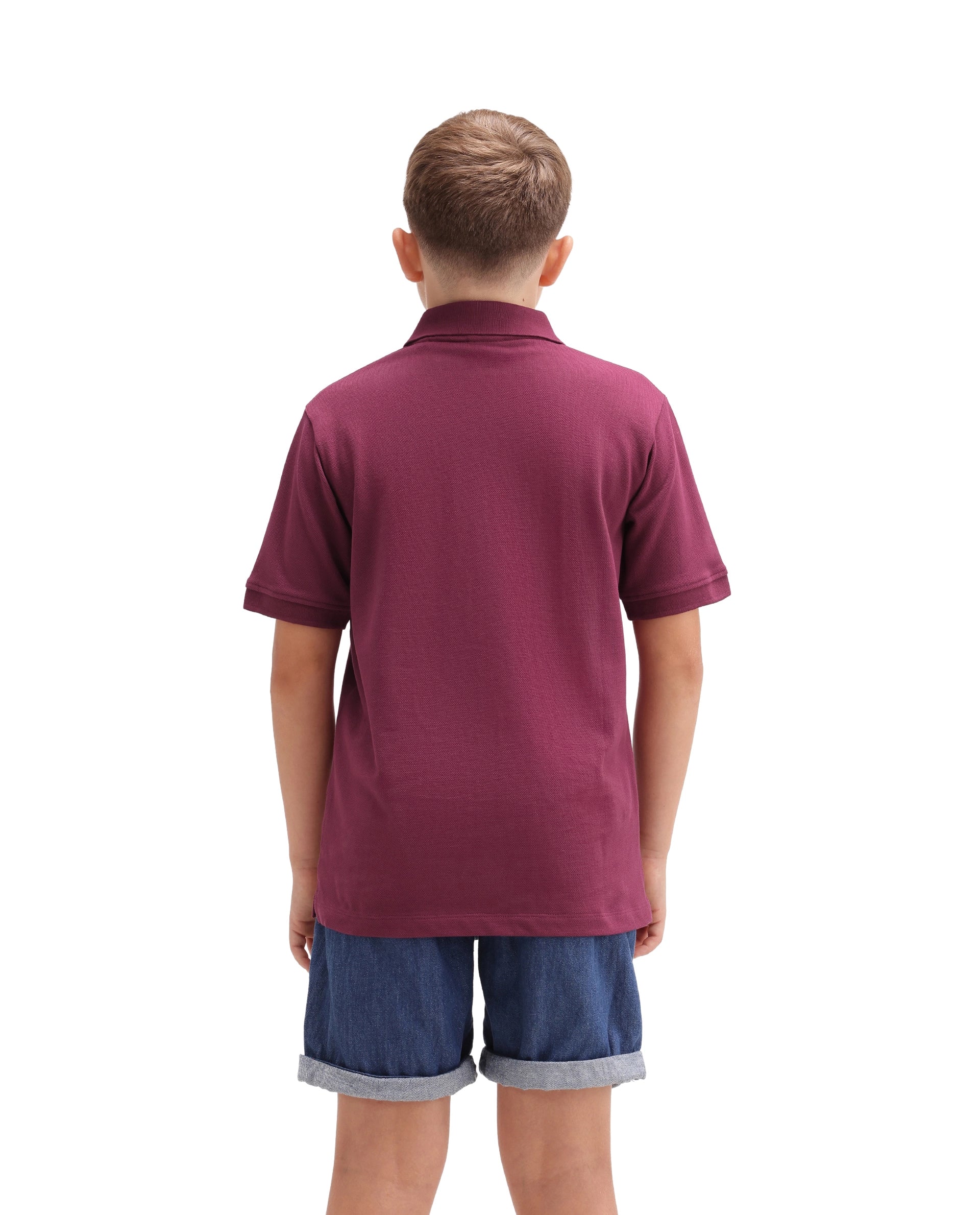 Rare Ones Kids Caves Dark Pink Cotton Blend Fabric Button Closure Regular Fit Jacquard Polo