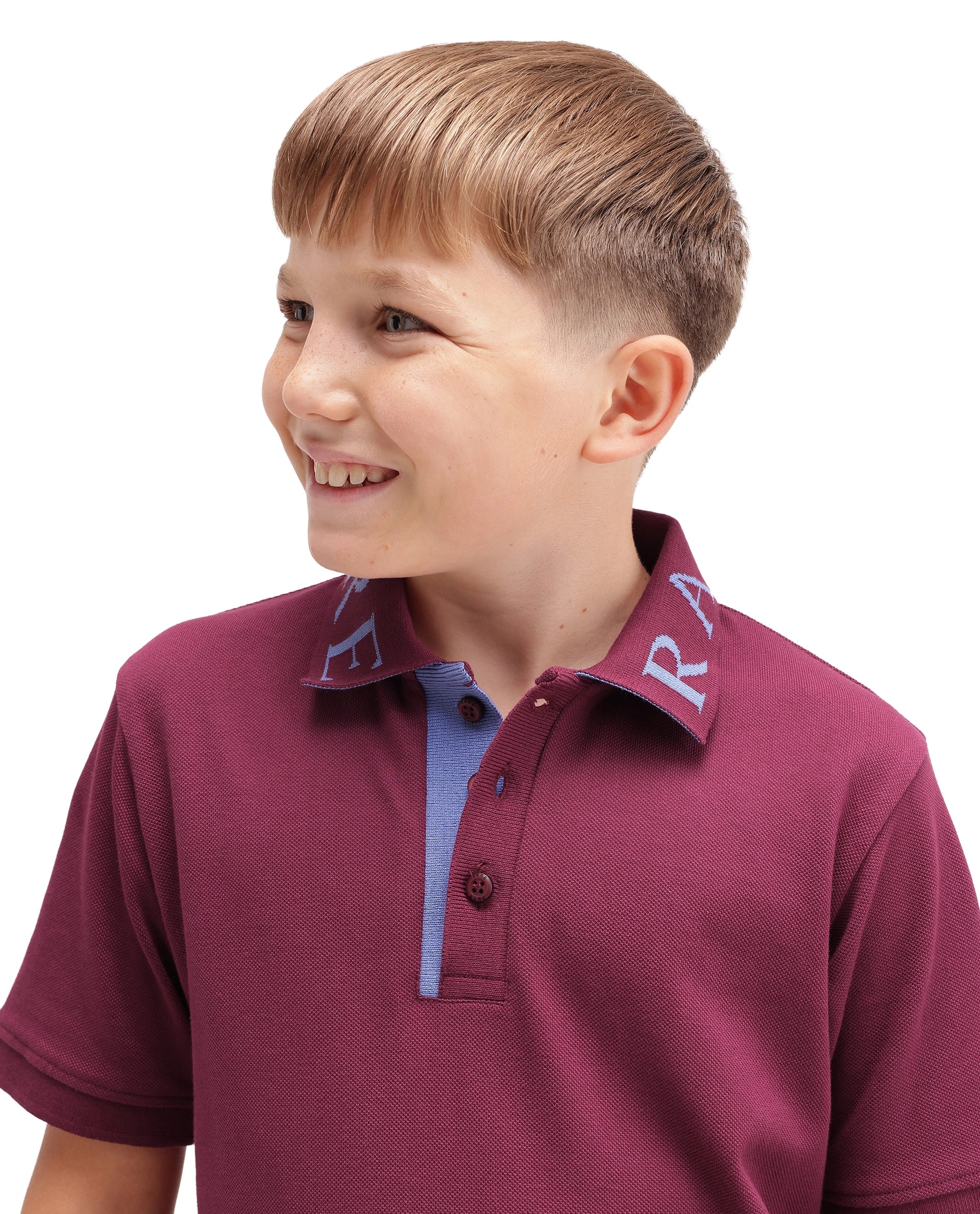 Rare Ones Kids Caves Dark Pink Cotton Blend Fabric Button Closure Regular Fit Jacquard Polo