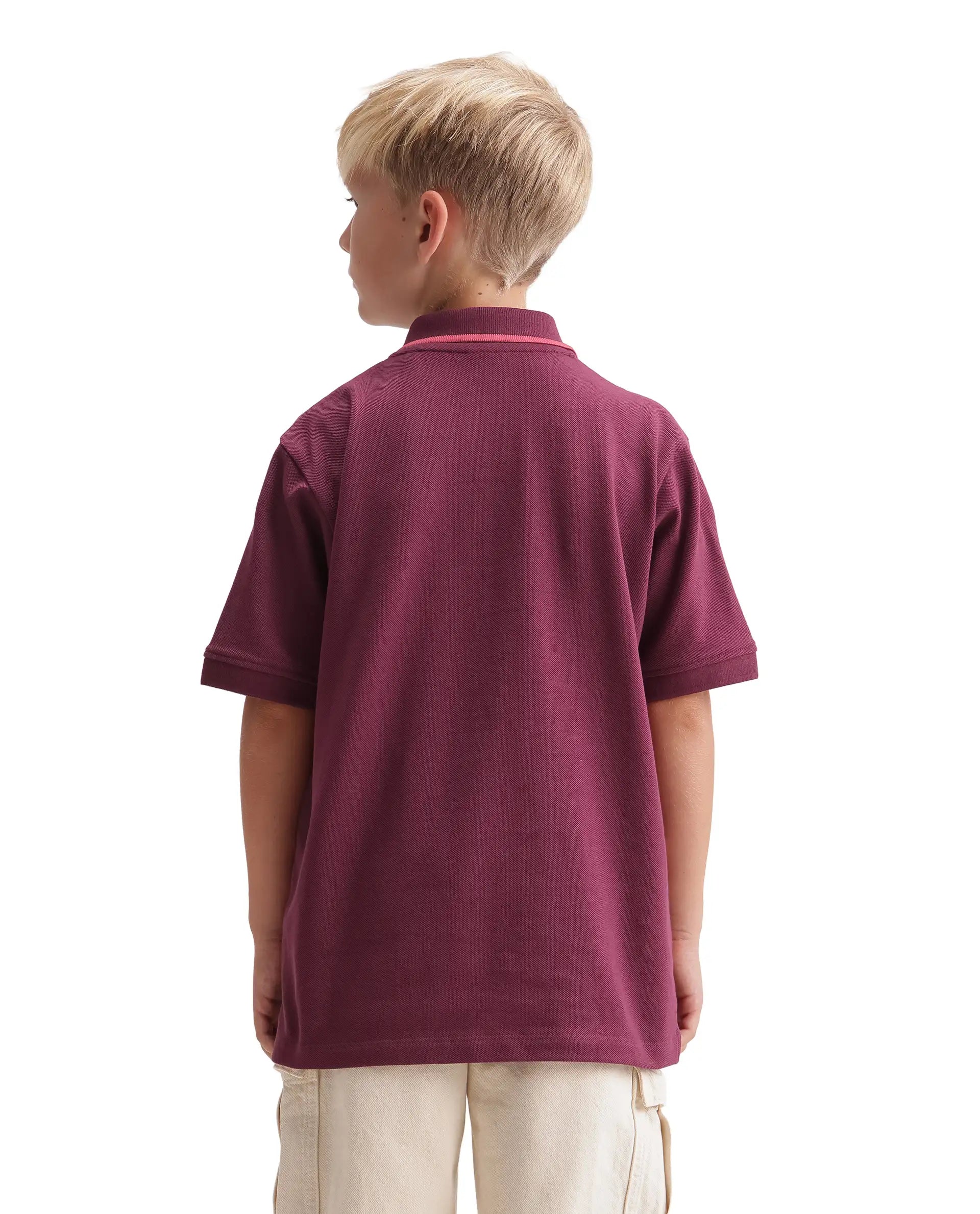 Rare Ones Kids Nala Dark Pink Cotton Blend Fabric Button Closure Regular Fit Graphic Print Polo