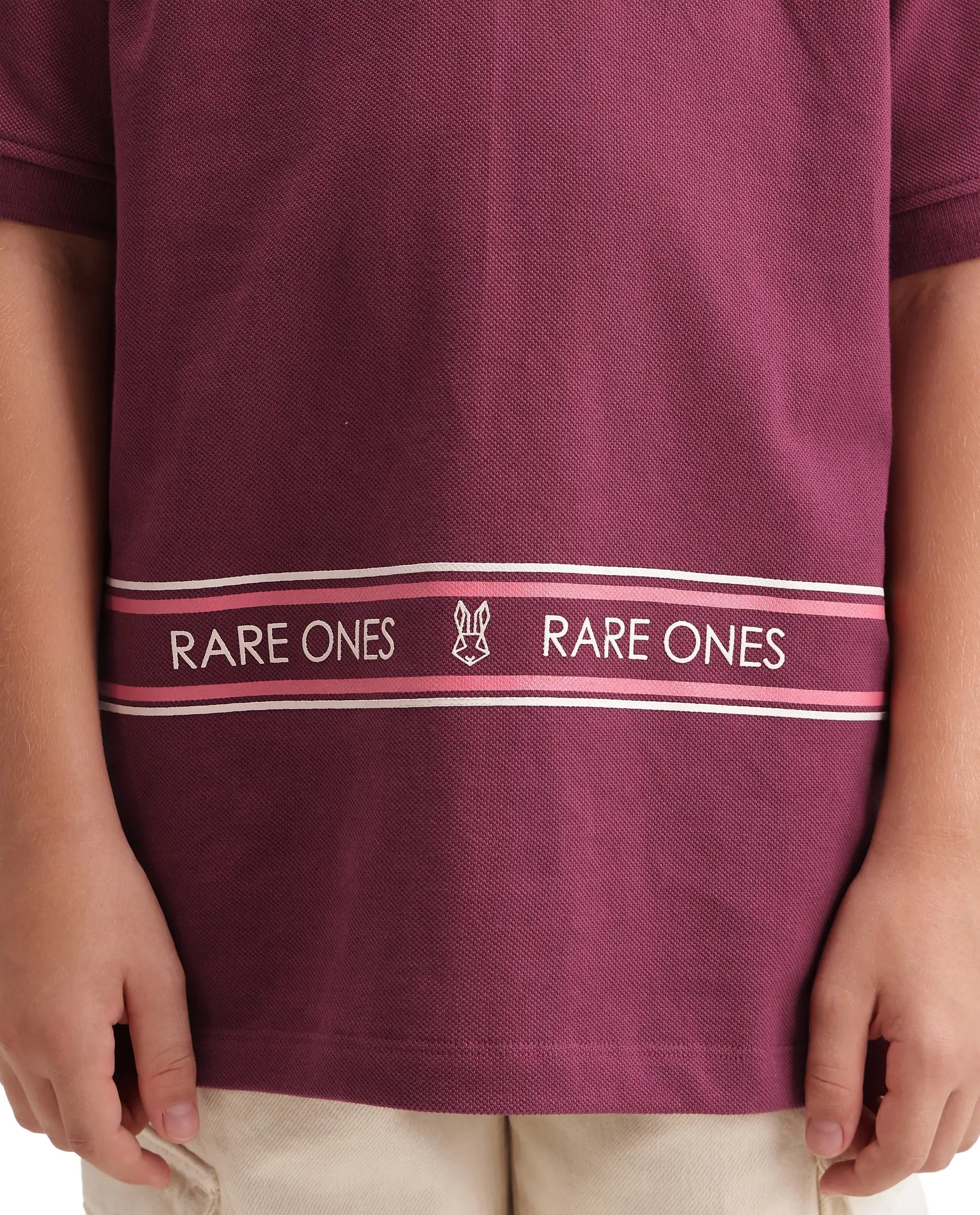 Rare Ones Kids Nala Dark Pink Cotton Blend Fabric Button Closure Regular Fit Graphic Print Polo