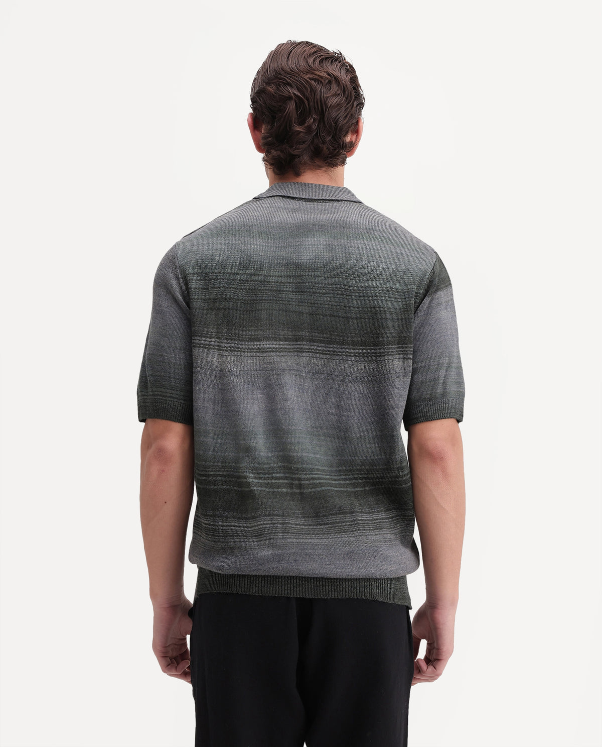 Rare Rabbit Men's Carto Dusky Green Acrylic Spread Collar Regular Jacquard Print Polo