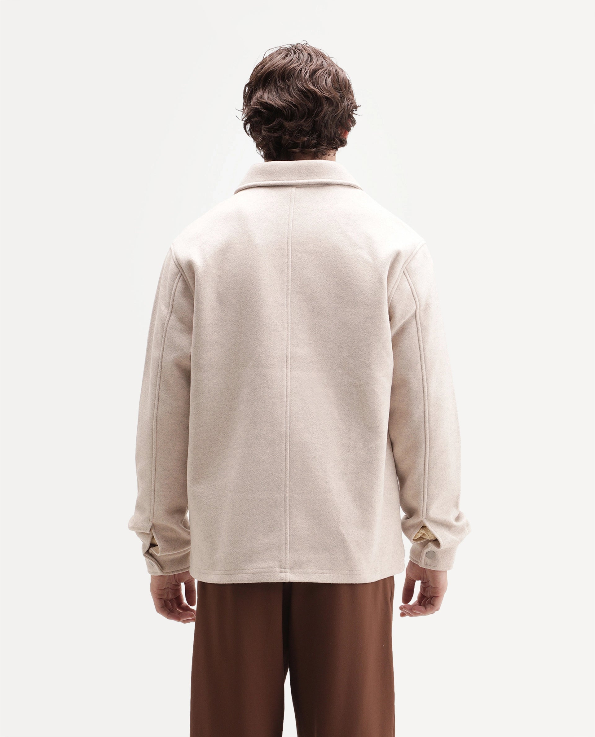 Rare Rabbit Men's Mahu Primary Beige Linen Blend Spread Collar Snap Regular Plain Jacket