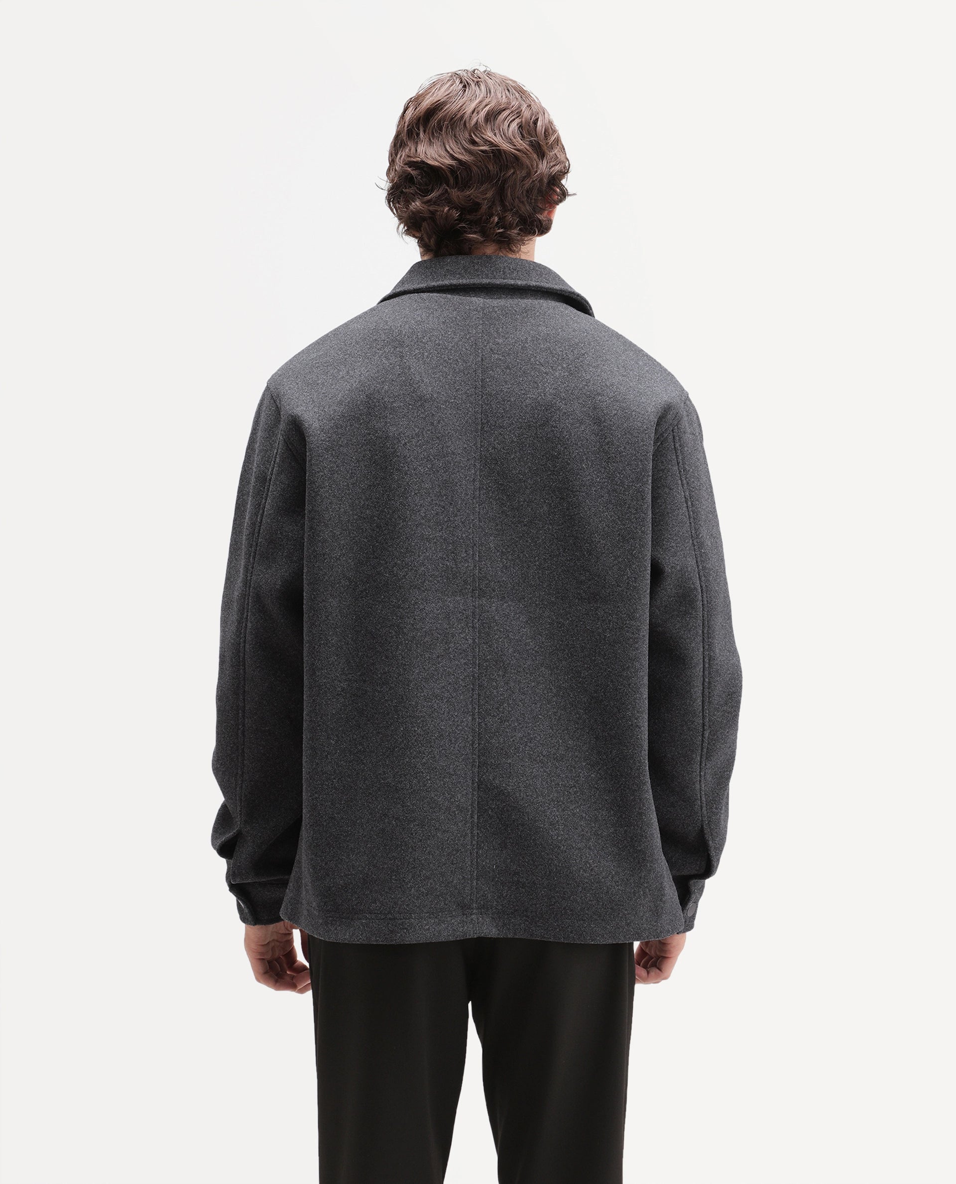 Rare Rabbit Men's Mahu Primary Grey Linen Blend Spread Collar Snap Regular Plain Jacket