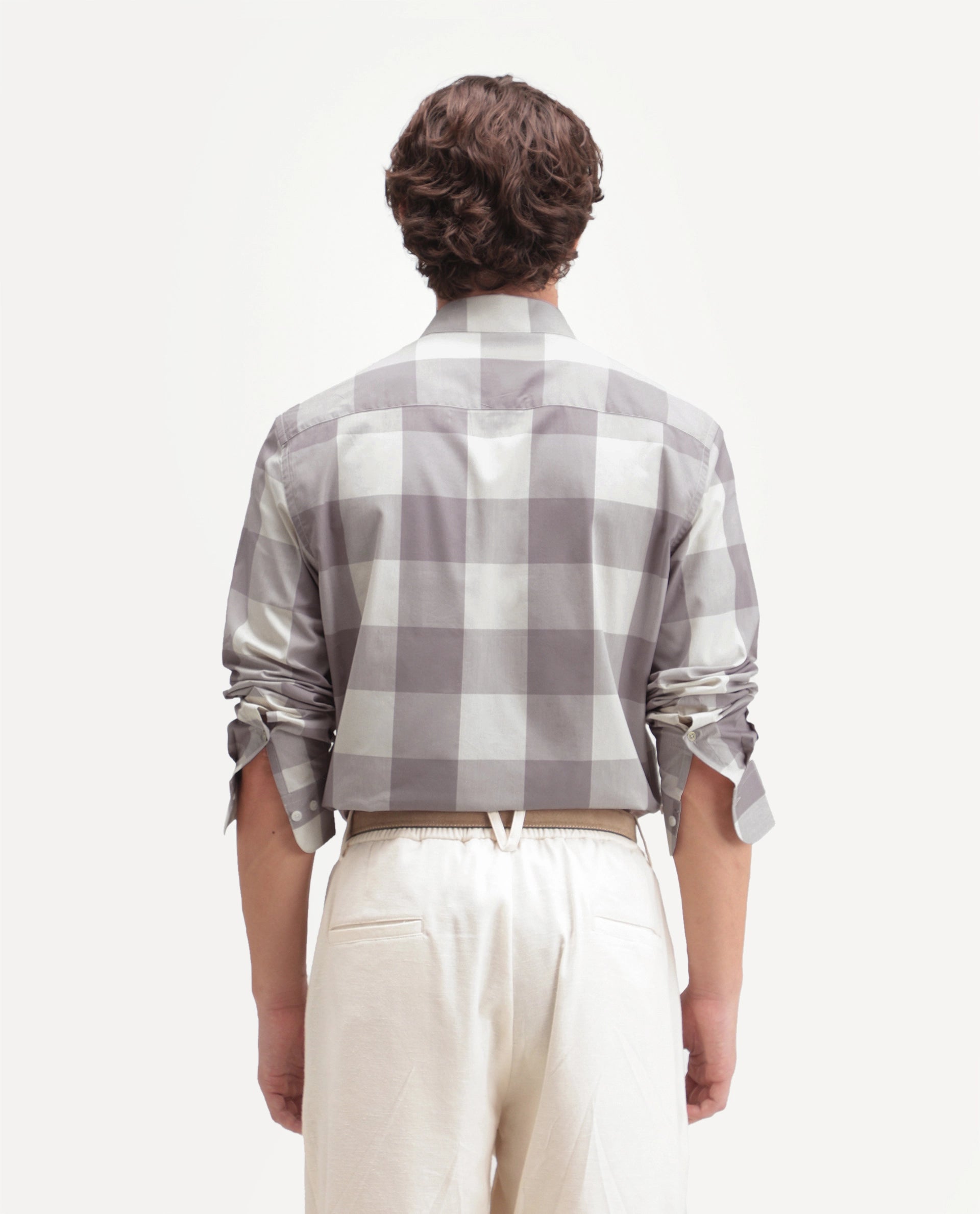 Rare Rabbit Men's Gryx Dusky Purple Cotton Blend Spread Collar Button Regular Checked Shirt