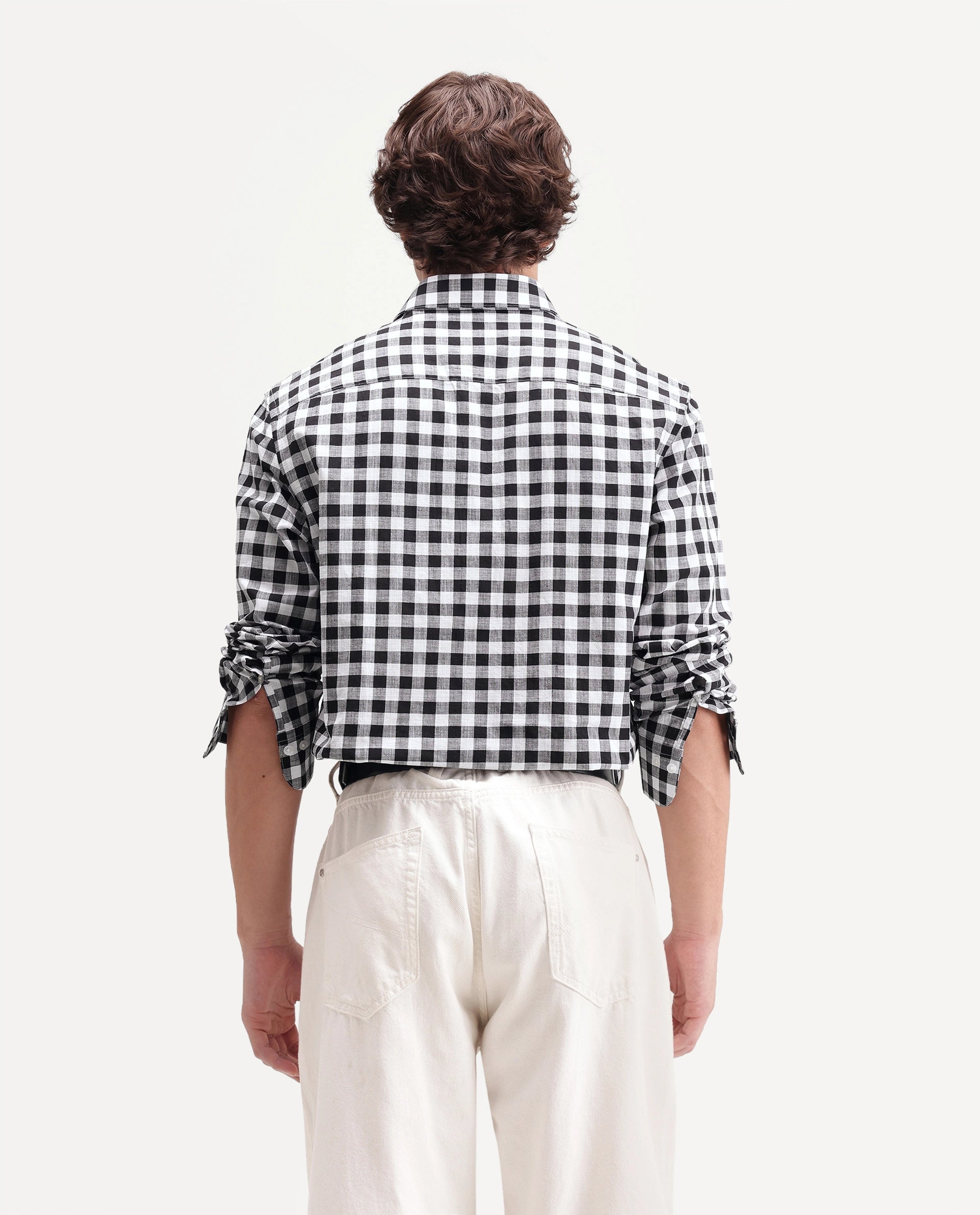Rare Rabbit Men's Mard Primary Black Cotton Spread Collar Button Regular Checked Shirt