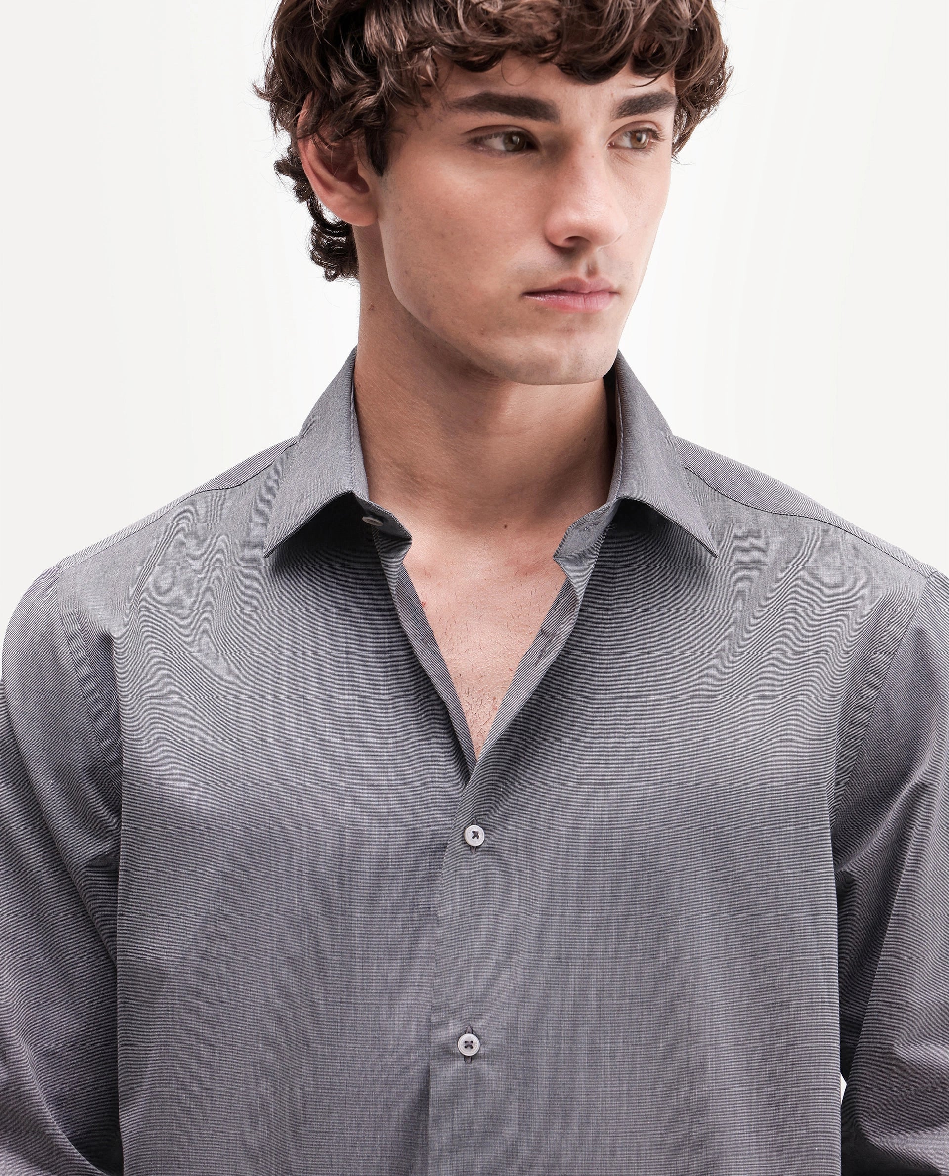 Rare Rabbit Men's Ervon Dark Grey Polyester Blend Spread Collar Button Regular Plain Shirt