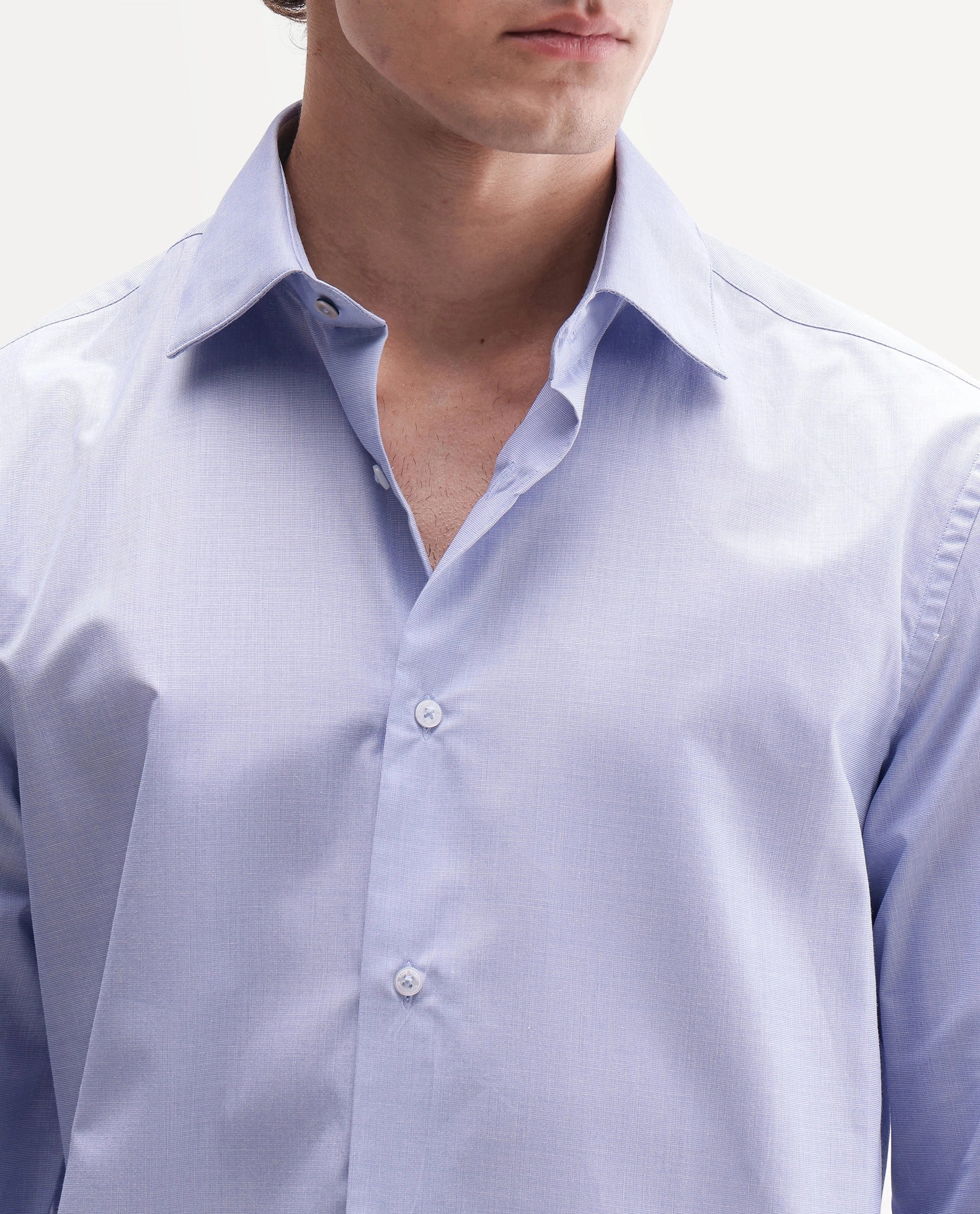 Rare Rabbit Men's Ervon Light Blue Polyester Blend Spread Collar Button Regular Plain Shirt