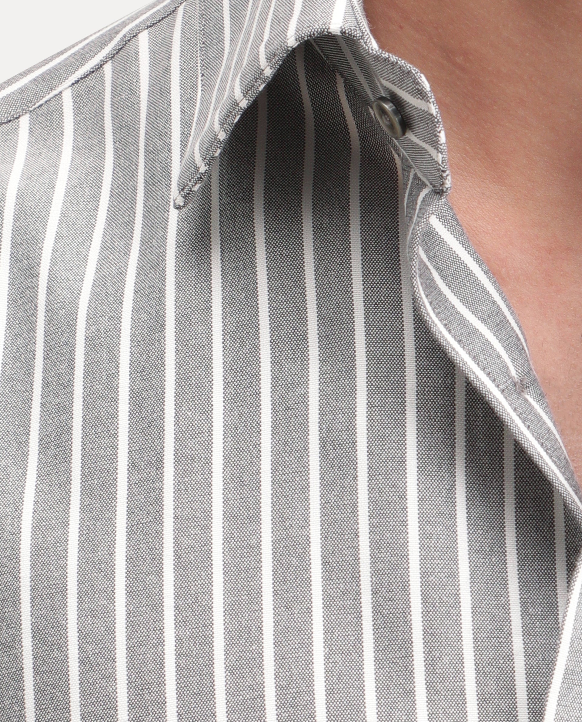 Rare Rabbit Men's Orven Primary Grey Cotton Blend Spread Collar Button Regular Striped Shirt