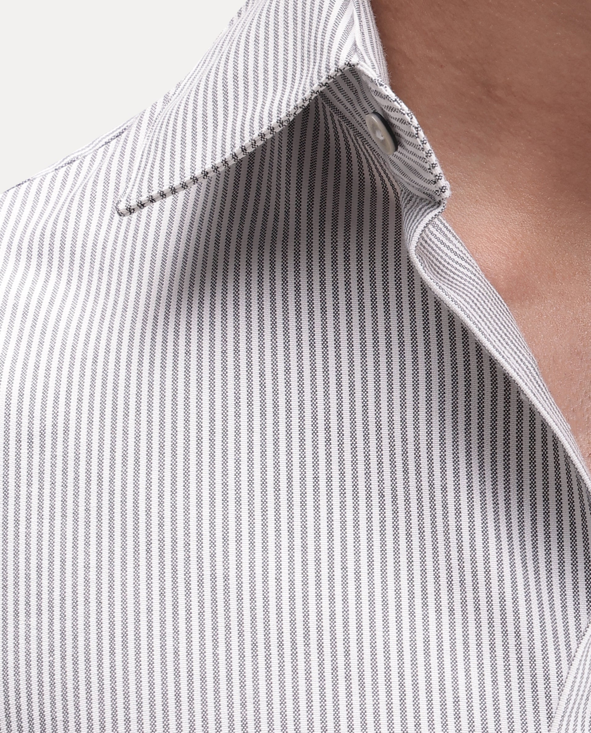 Rare Rabbit Men's Axiro Primary Grey Cotton Blend Spread Collar Button Regular Striped Shirt