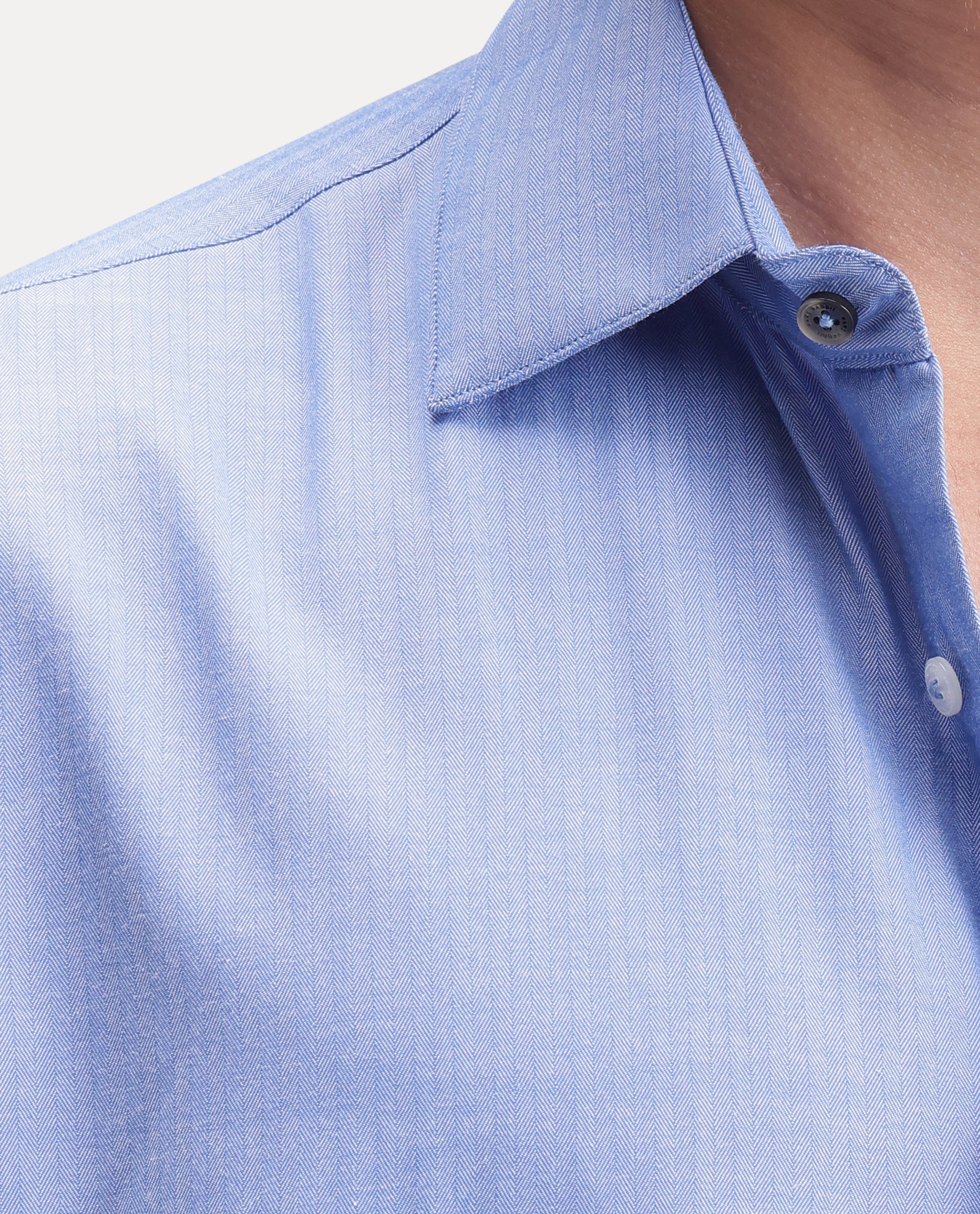 Rare Rabbit Men's Alvor Primary Blue Polyester Blend Spread Collar Button Regular Plain Shirt