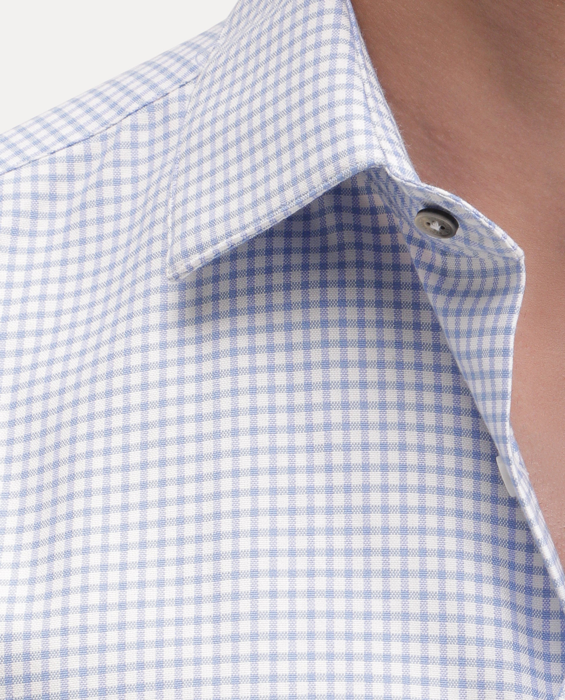 Rare Rabbit Men's Ulan Light Blue Polyester Blend Spread Collar Button Regular Checked Shirt