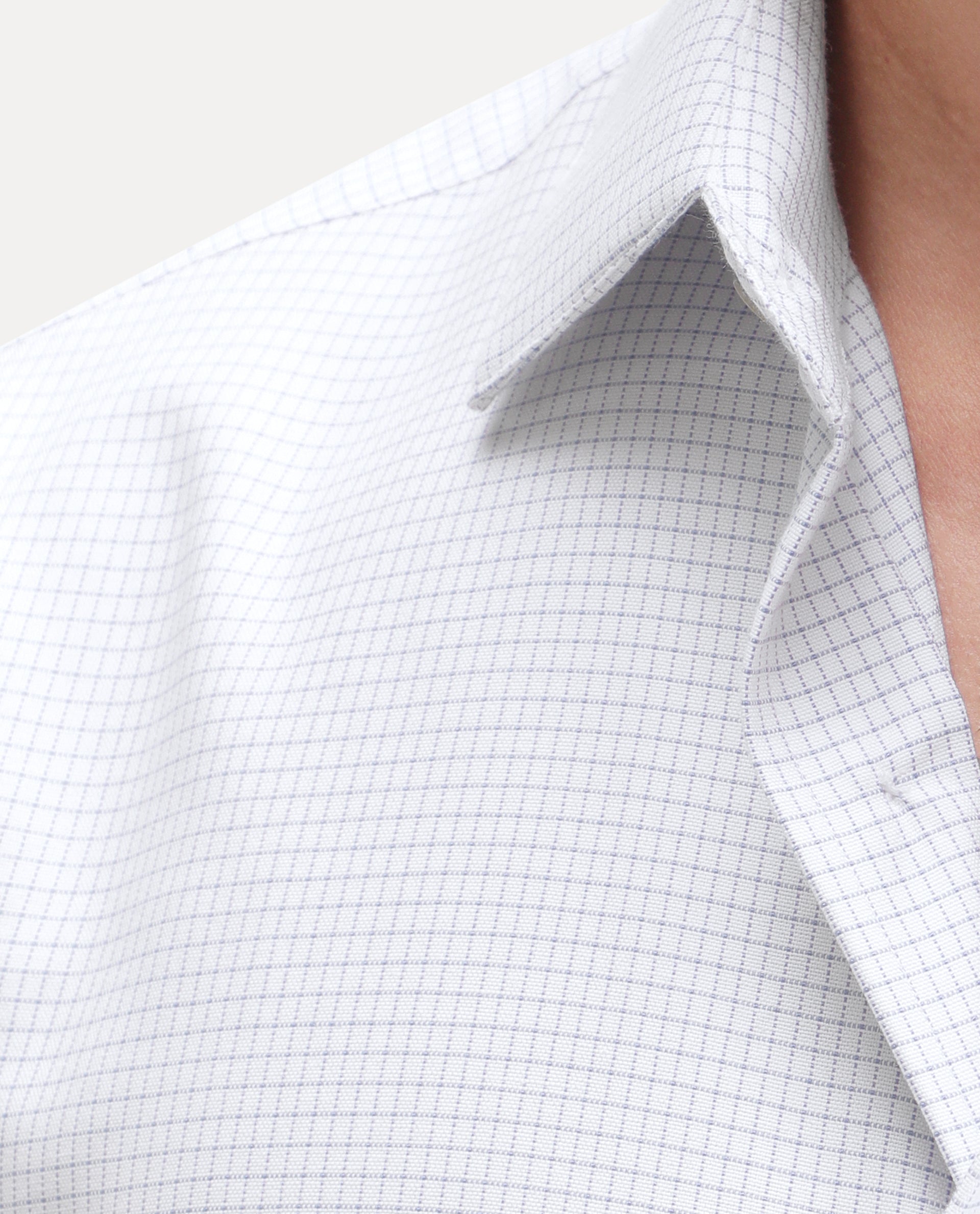 Rare Rabbit Men's Eral Primary White Polyester Blend Spread Collar Button Regular Checked Shirt
