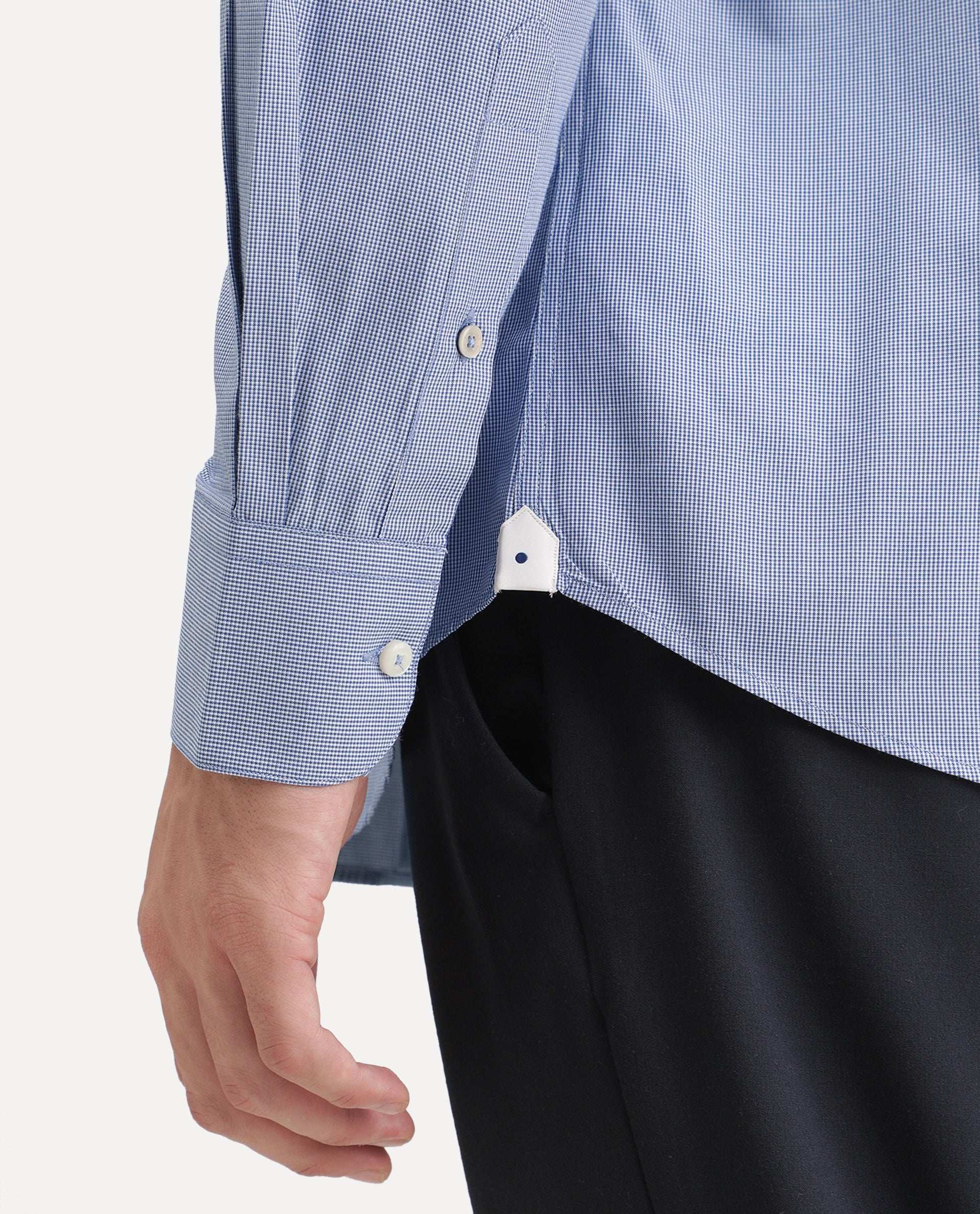 Rare Rabbit Men's Trvex Primary Navy Polyester Blend Spread Collar Button Regular Checked Shirt