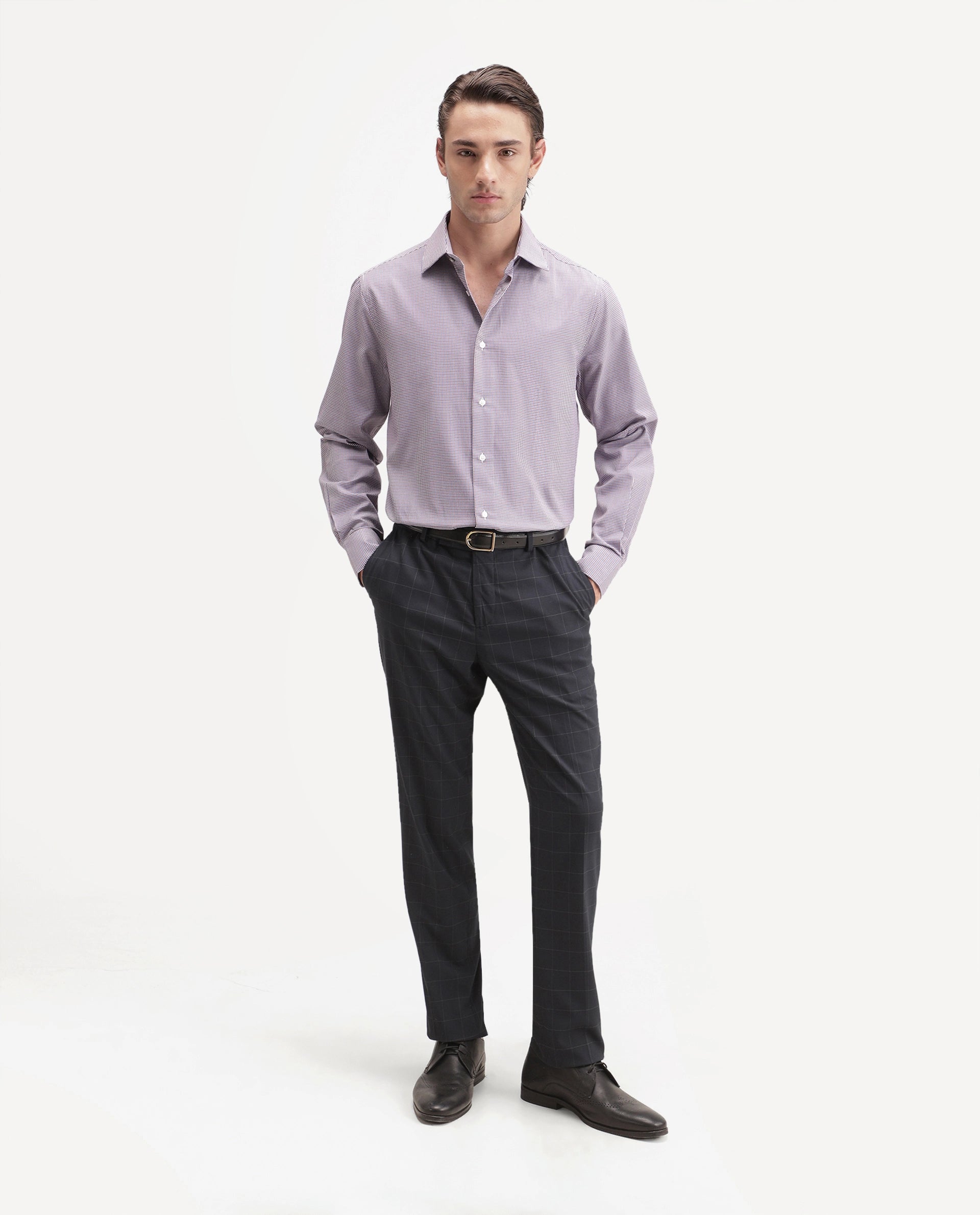 Rare Rabbit Men's Acvor Primary Red Polyester Blend Spread Collar Button Regular Checked Shirt