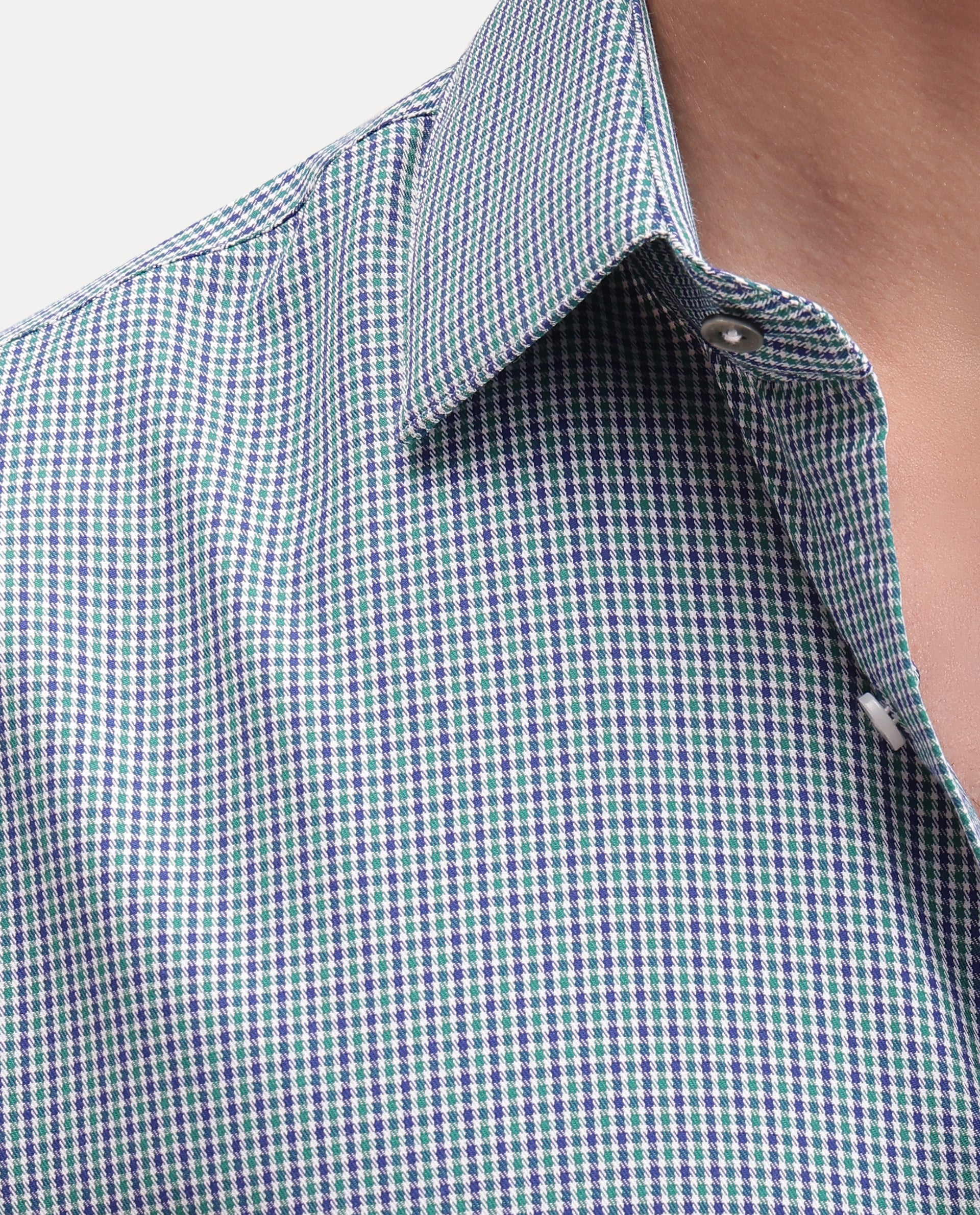 Rare Rabbit Men's Acvor Primary Green Polyester Blend Spread Collar Button Regular Checked Shirt