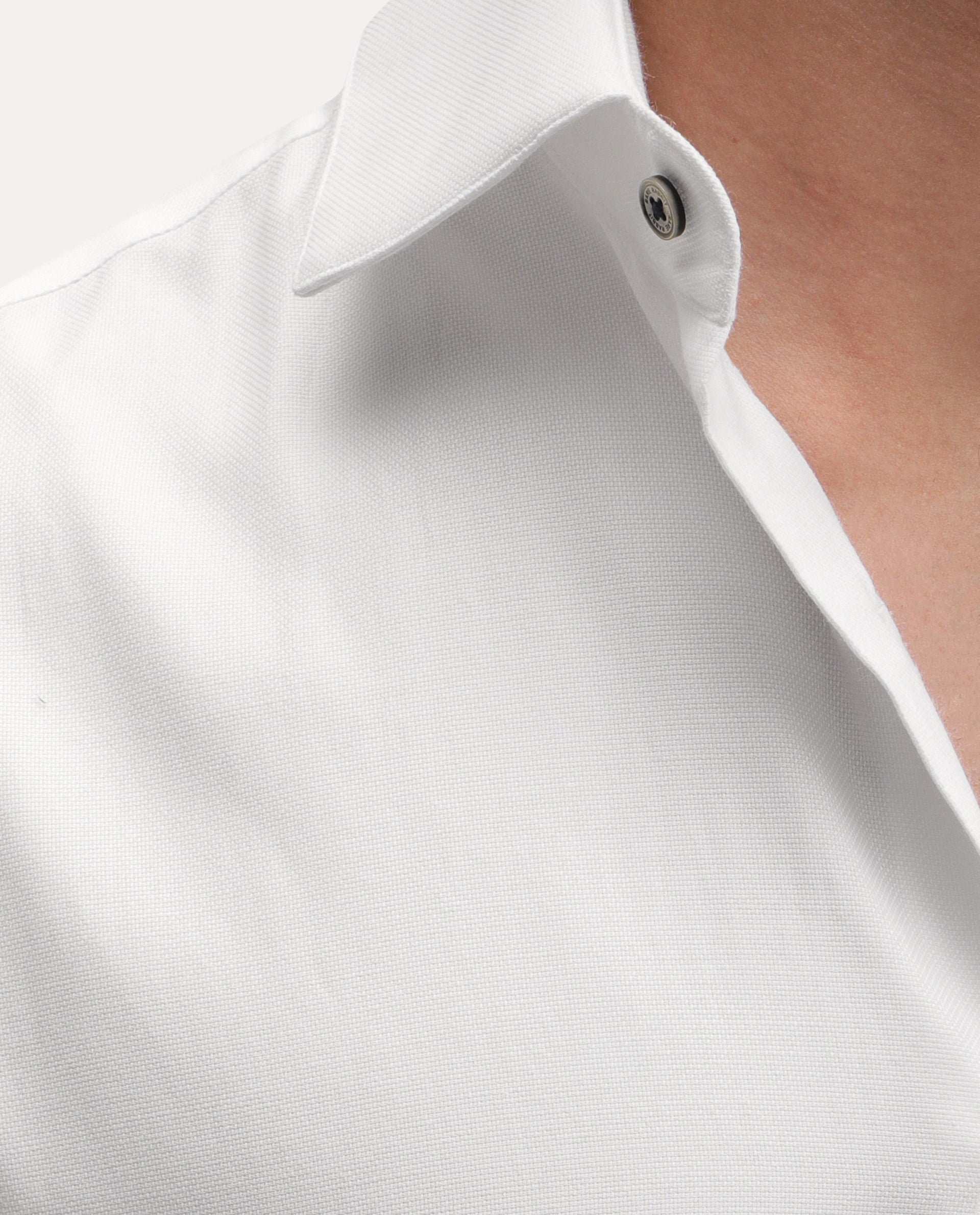 Rare Rabbit Men's Ervan Primary White Polyester Blend Spread Collar Button Regular Plain Shirt