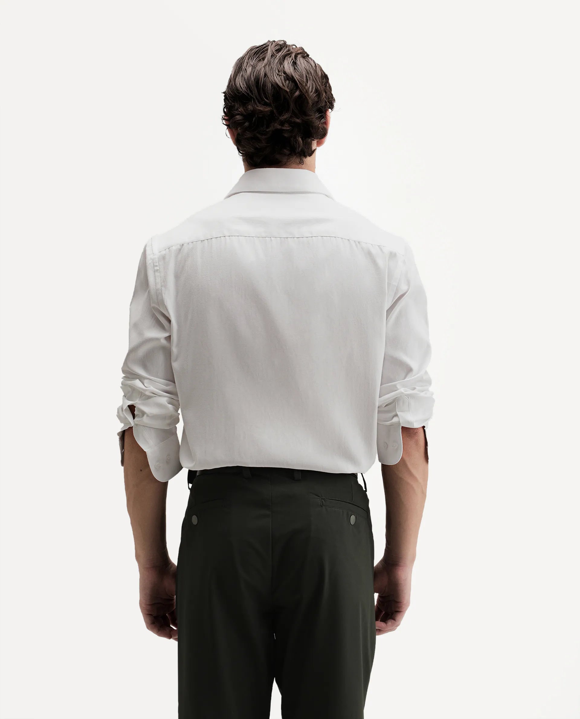 Rare Rabbit Men's Ervan Primary White Polyester Blend Spread Collar Button Regular Plain Shirt