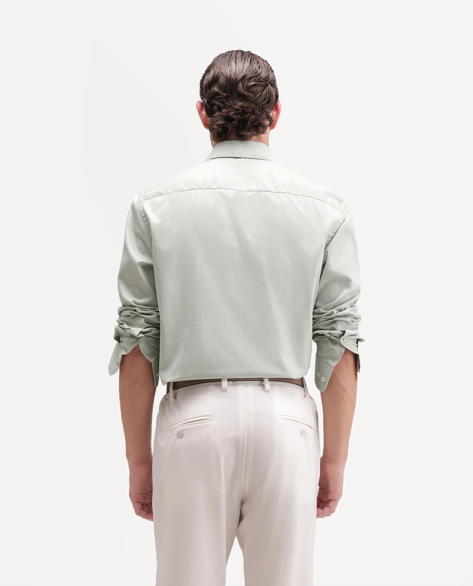 Rare Rabbit Men's Ovaro Primary Green Polyester Blend Spread Collar Button Regular Checked Shirt