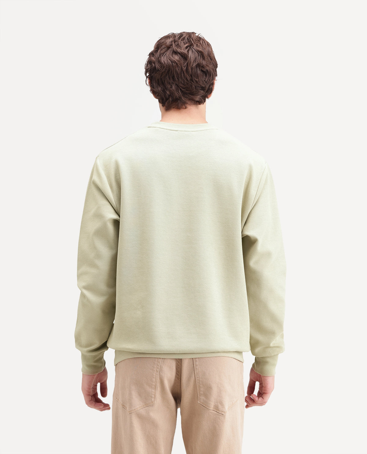 Rare Rabbit Men's Badgez Light Green Cotton Blend Crew Neck Regular Plain Sweatshirt