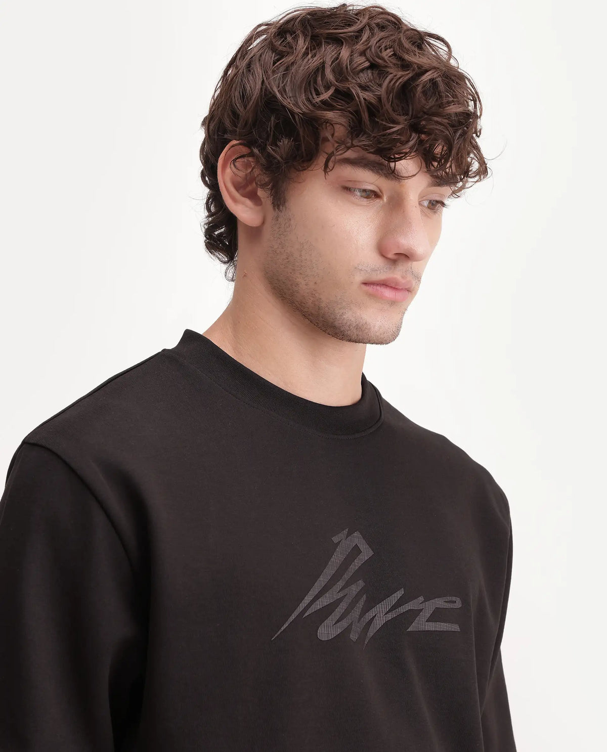 Rare Rabbit Men's Palmi Dark Brown Cotton Blend Crew Neck Regular Graphic Print Sweatshirt