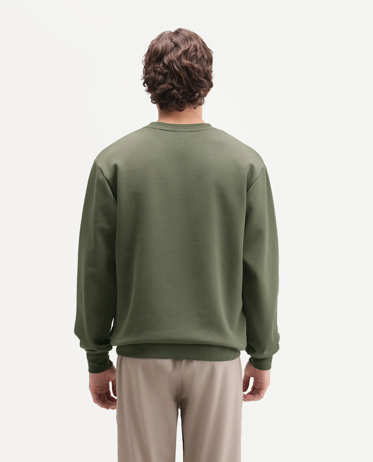 Rare Rabbit Men's Adge Olive Cotton Blend Crew Neck Regular Branding Sweatshirt