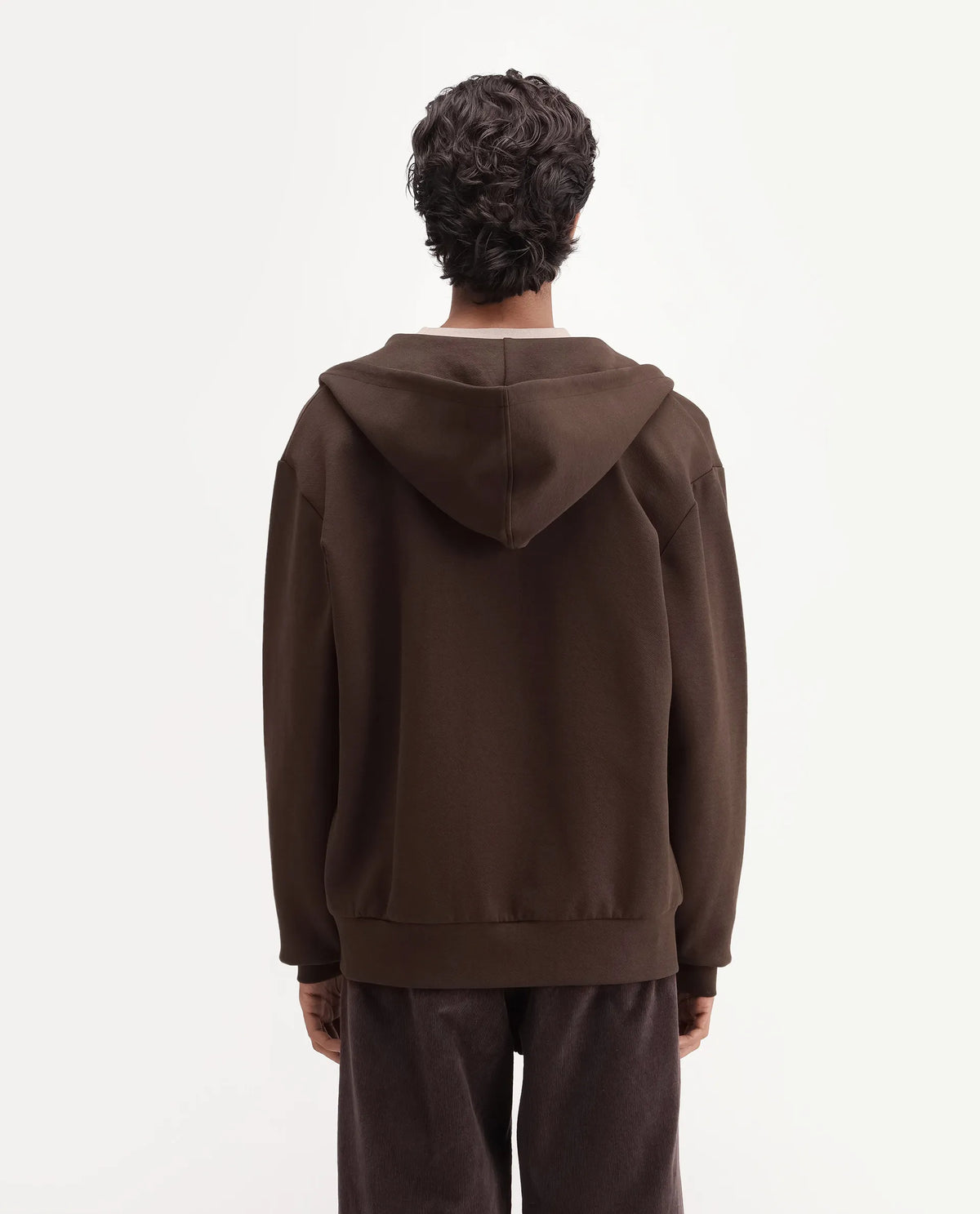 Rare Rabbit Men's Blin Brown Cotton Blend Hooded Regular Plain Sweatshirt