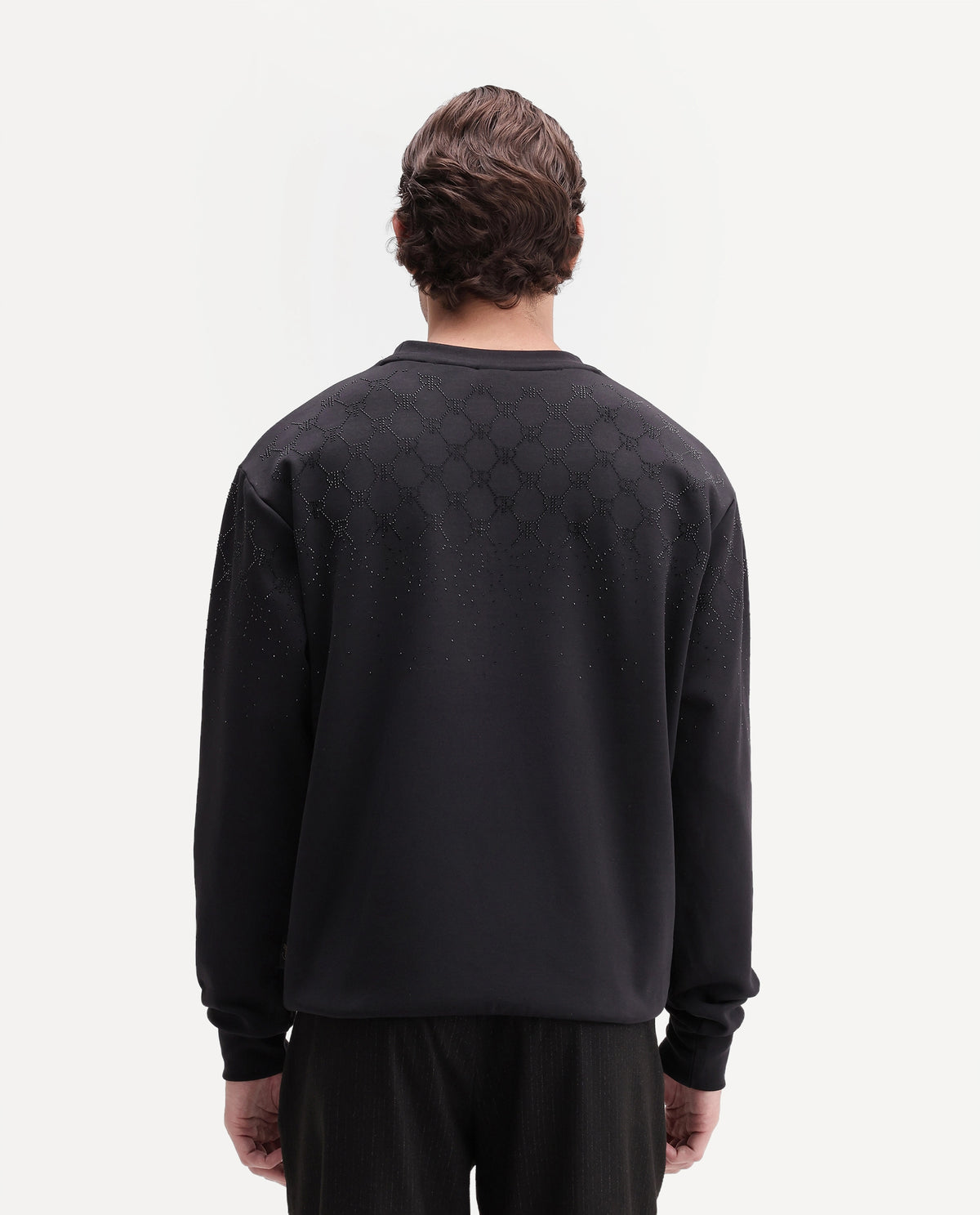 Rare Rabbit Men's Spark Black Cotton Blend Crew Neck Regular Plain Sweatshirt