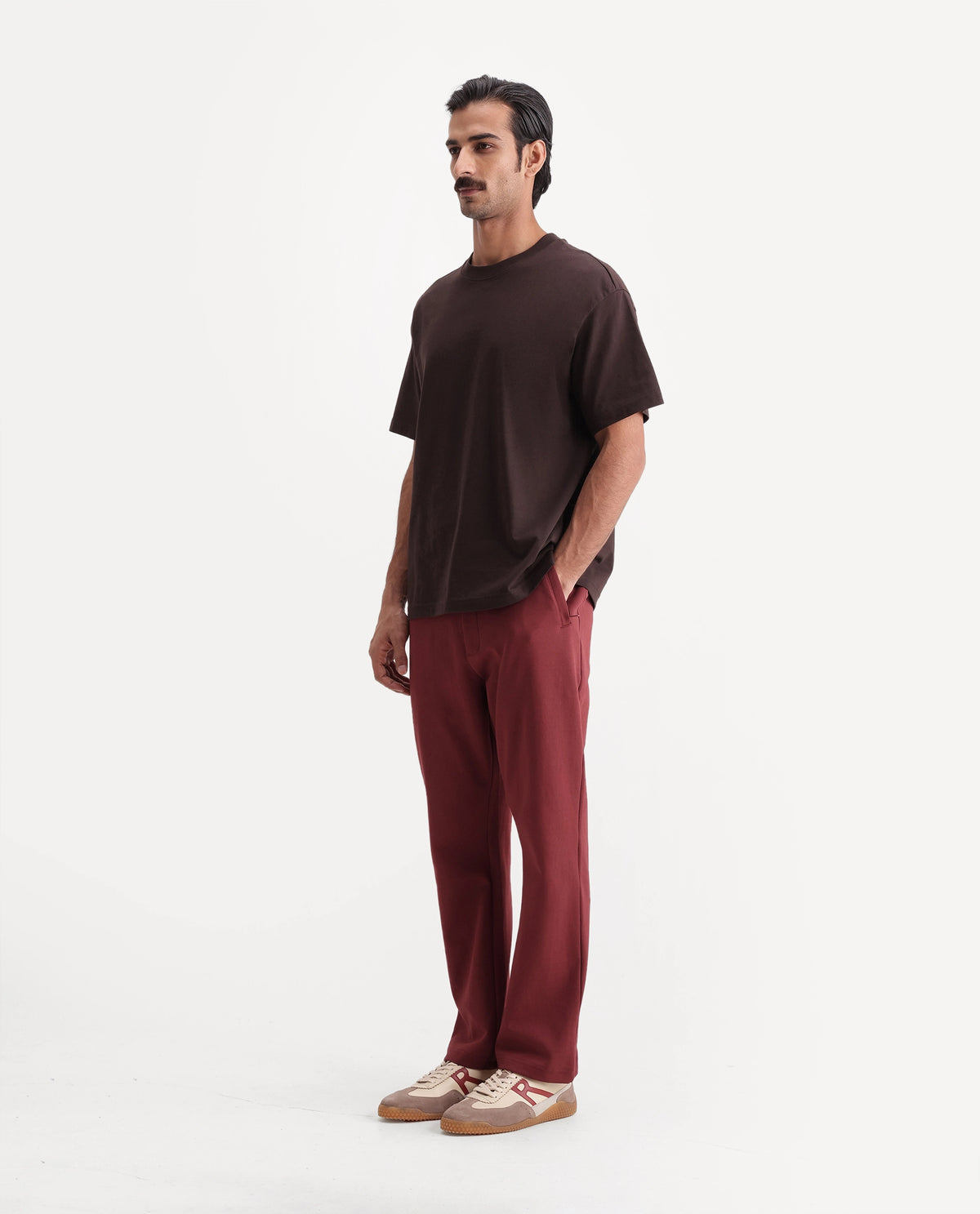 Rare Rabbit Men's Dali Dusky Rust Cotton Blend Regular Plain Track Pant - image 5