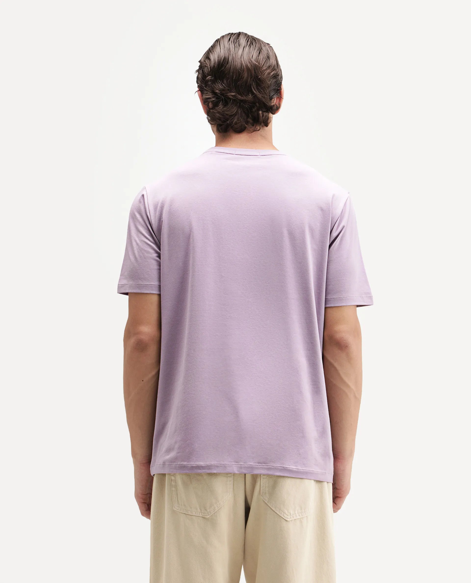 Rare Rabbit Men's Nero Light Purple Cotton Blend Crew Neck Regular Graphic Print T-Shirt