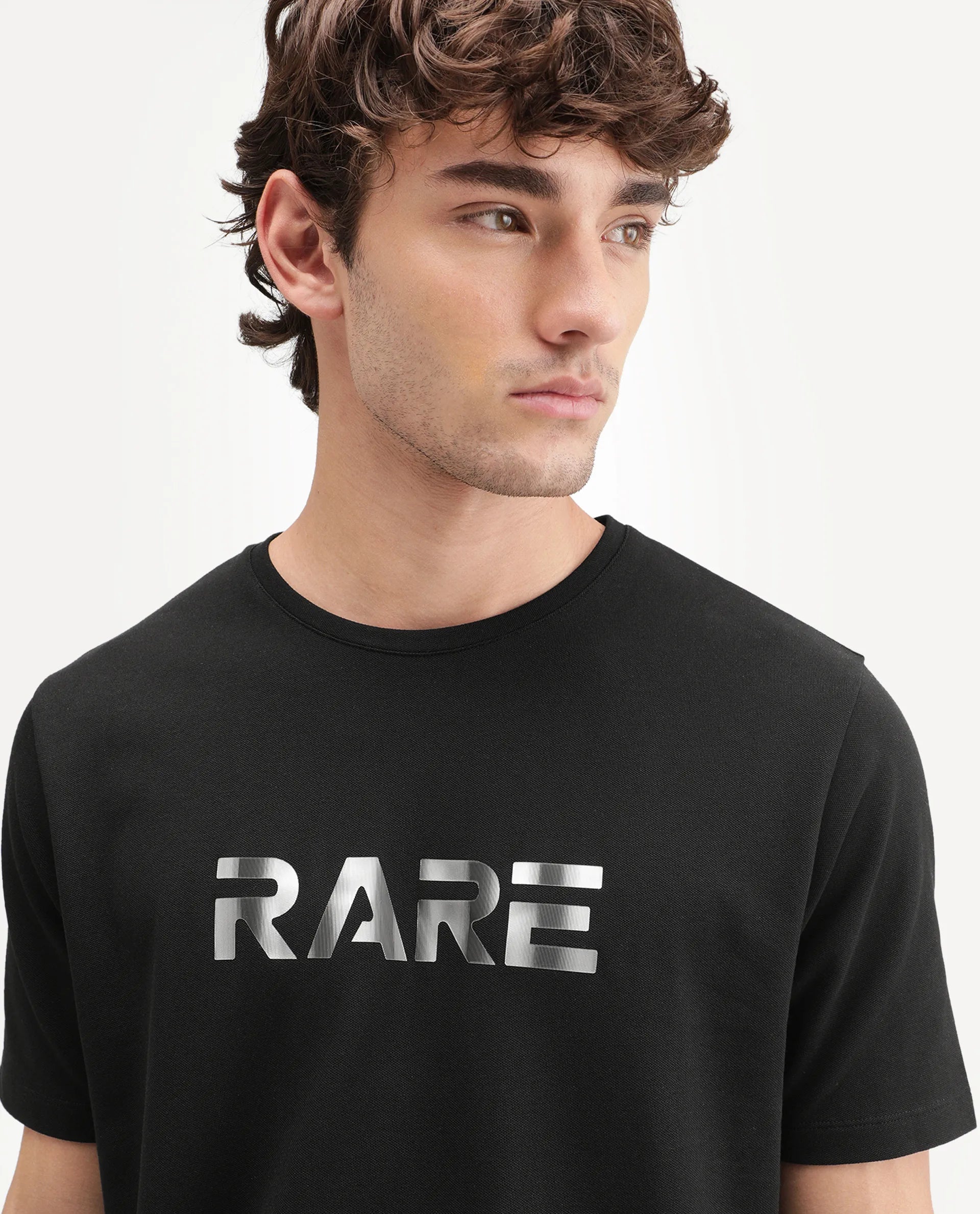 Rare Rabbit Men's Page Black Cotton Blend Crew Neck Regular Graphic Print T-Shirt