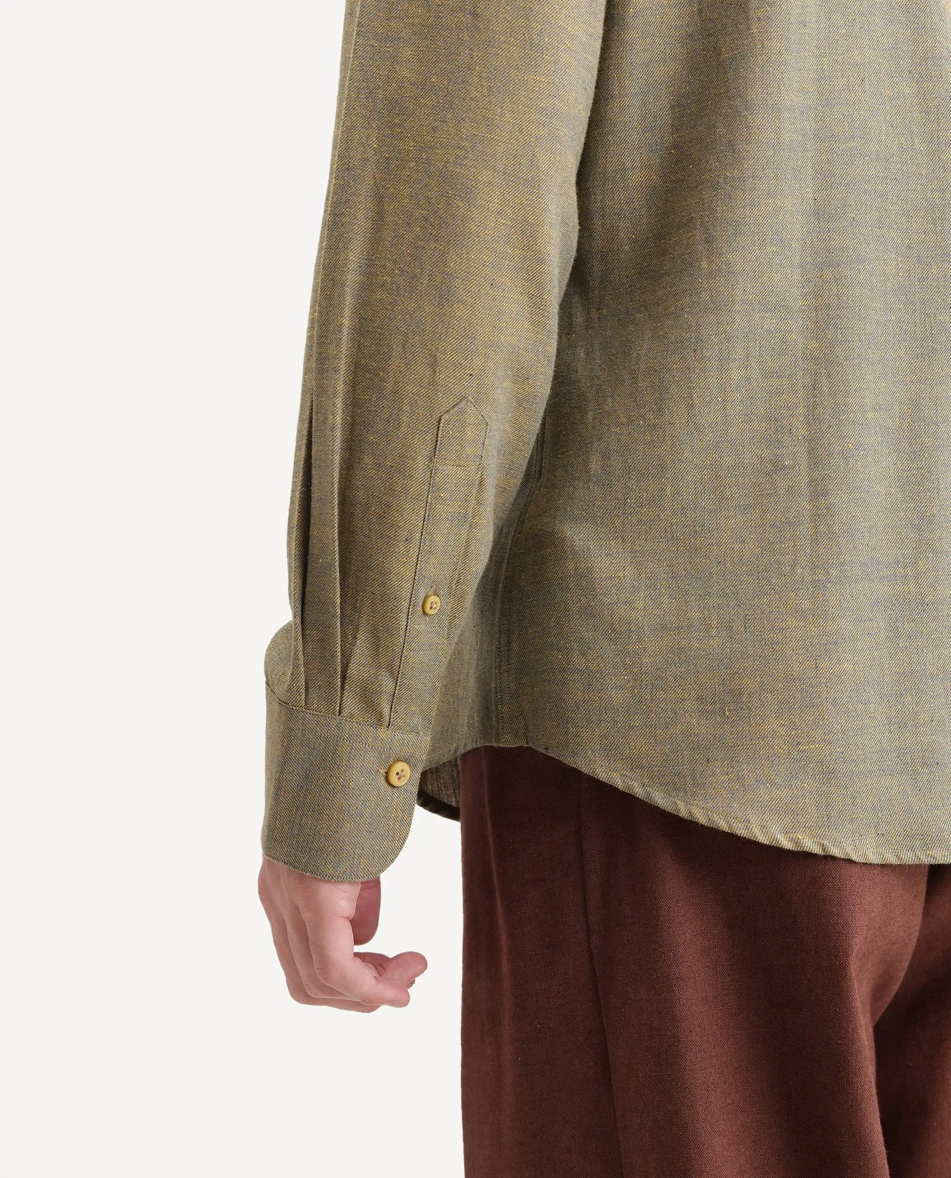 Rare Rabbit Men's Radio Dusky Mustard Cotton Spread Collar Button Regular Plain Shirt